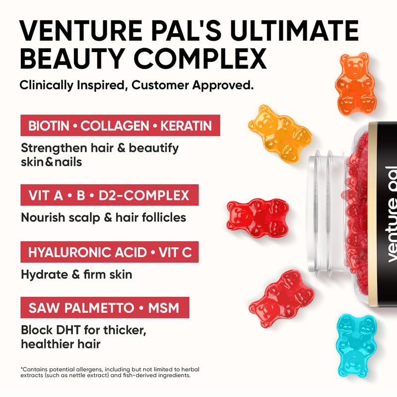 Utilisation quotidienne Venture Pal pour routine beauté cheveux, peau et ongles.
