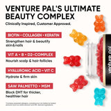Utilisation quotidienne Venture Pal pour routine beauté cheveux, peau et ongles.