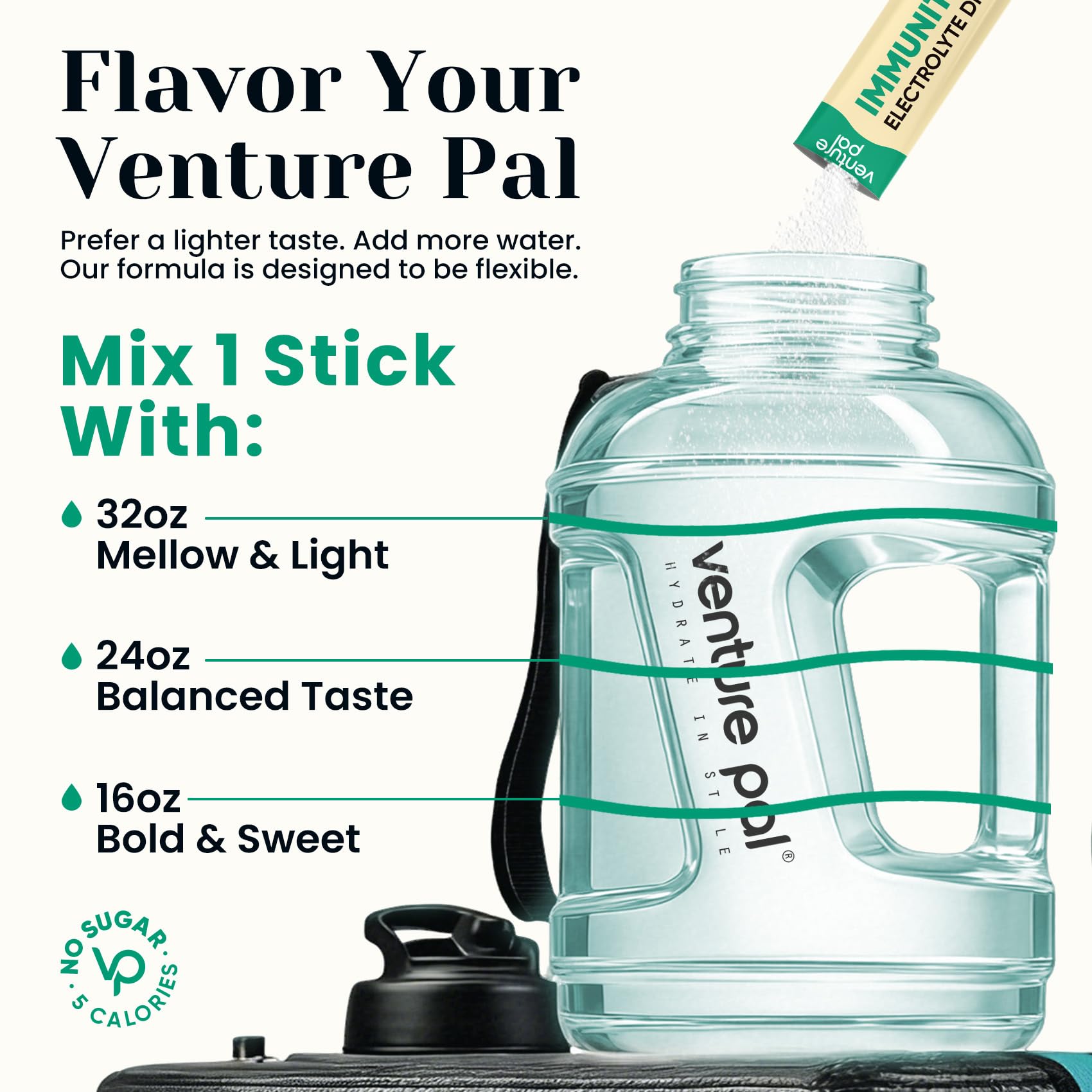 Venture Pal: utilisation quotidienne pour hydratation et immunité.