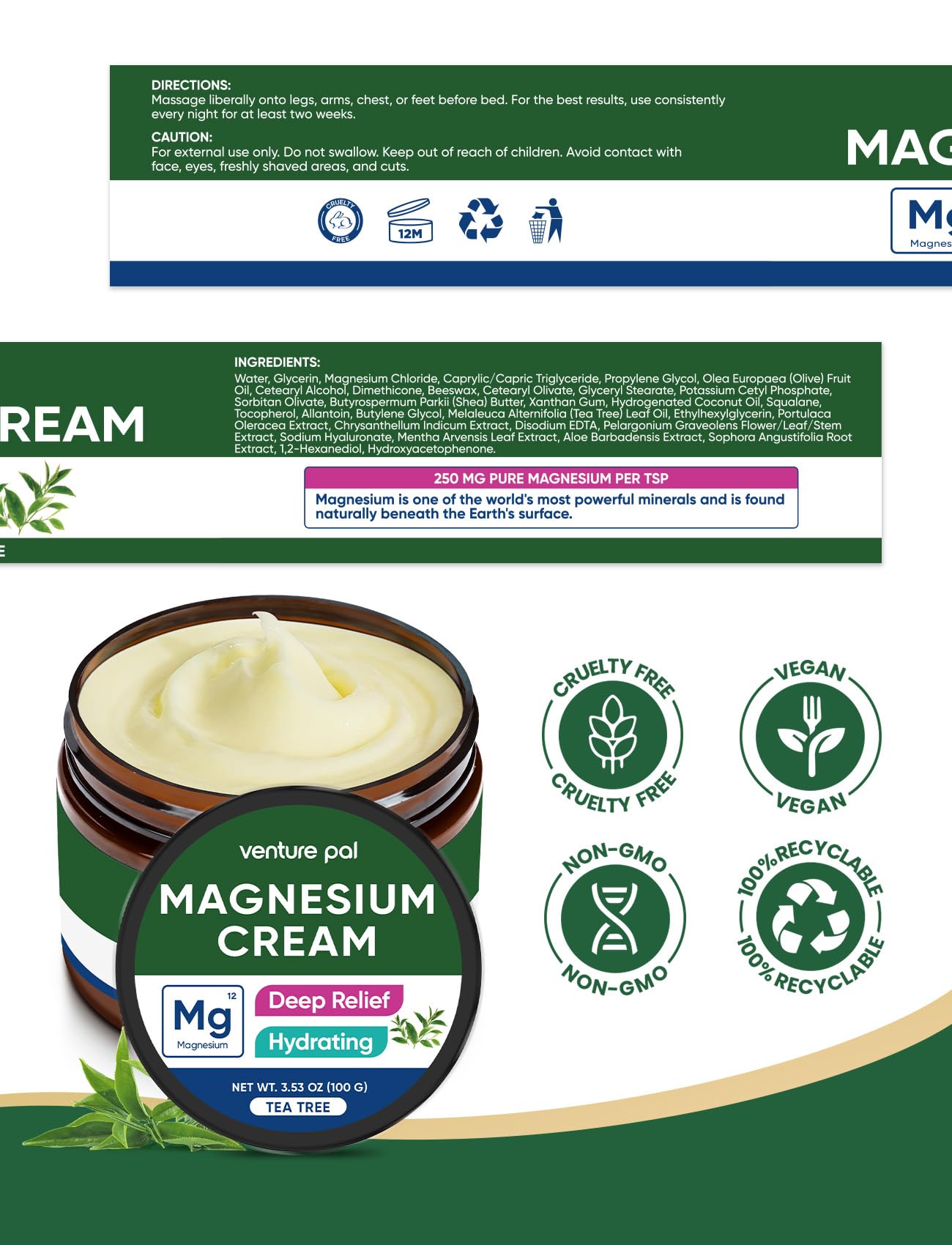Lotion Magnésium Venture Pal, accompagne les routines post-entraînement.