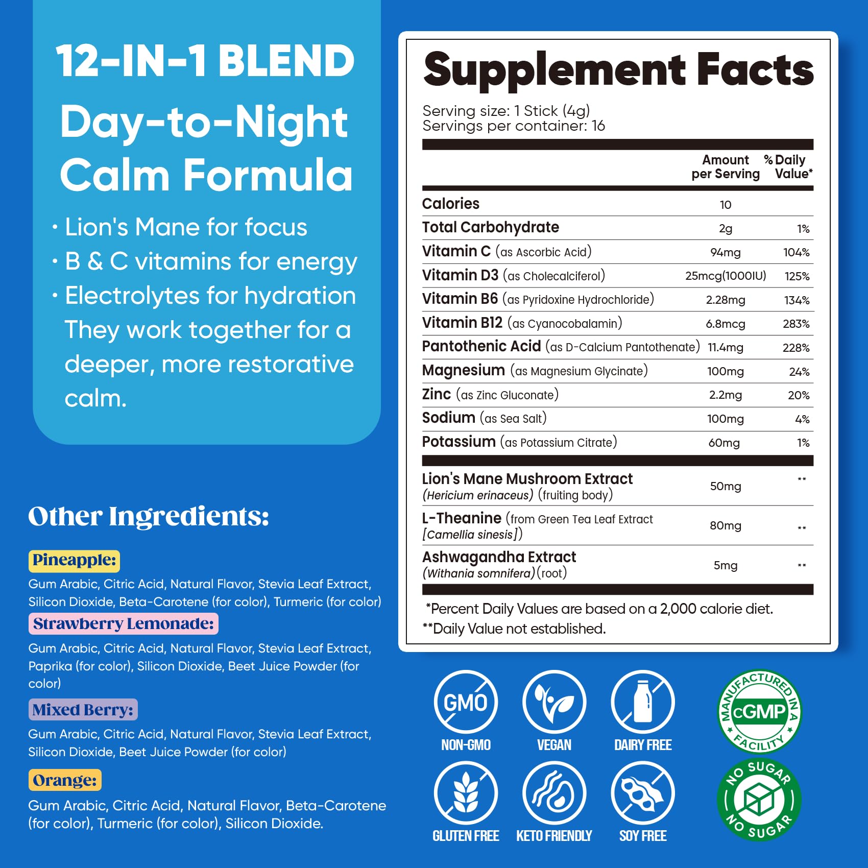 Formule sans gluten et sans sucre ajouté, Venture Pal Calm.