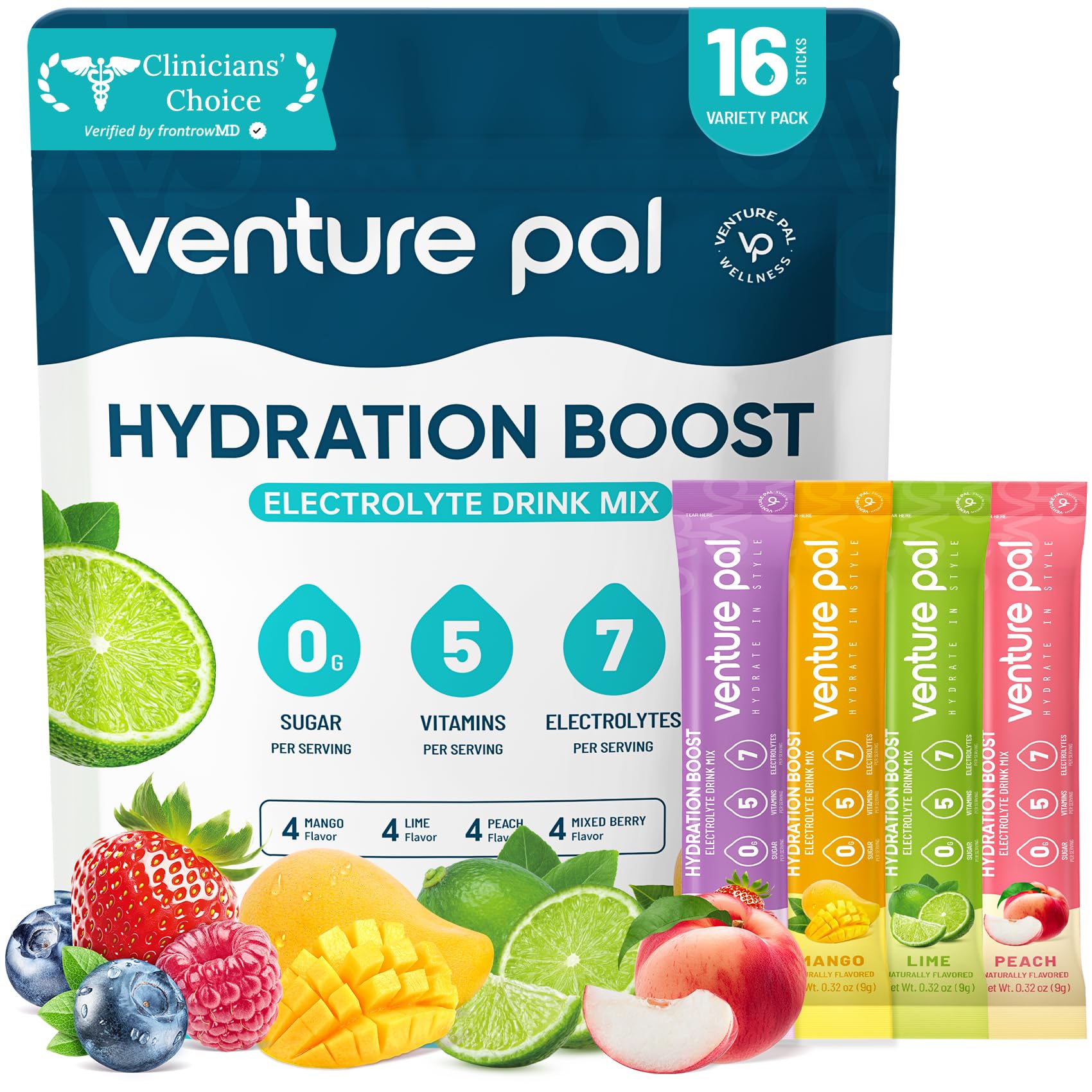 Venture Pal sachet électrolytique sans sucre, hydratation rapide en déplacement
