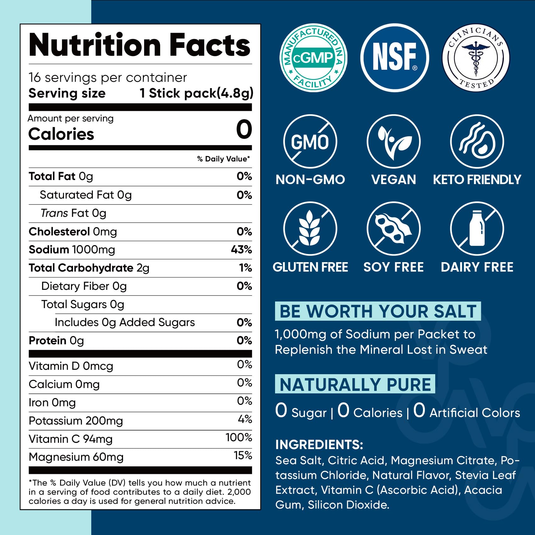 Venture Pal – sachet sans sucre, ingrédients propres pour une hydratation consciente.