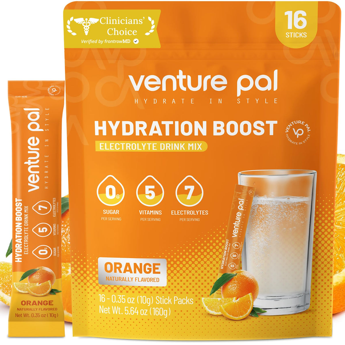 Sachets Venture Pal hydratation rapide sans sucre en déplacement.
