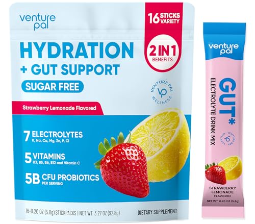 Sachets Venture Pal d'hydratation sans sucre pour une hydratation rapide et équilibrée.