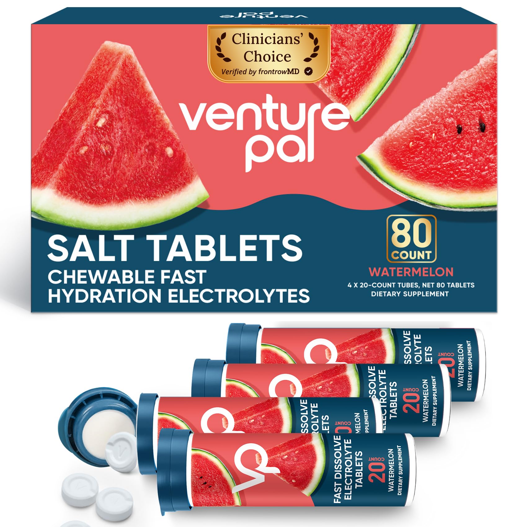 Tablettes électrolytes Venture Pal avec dissolution rapide pour hydratation immédiate pendant l’effort.