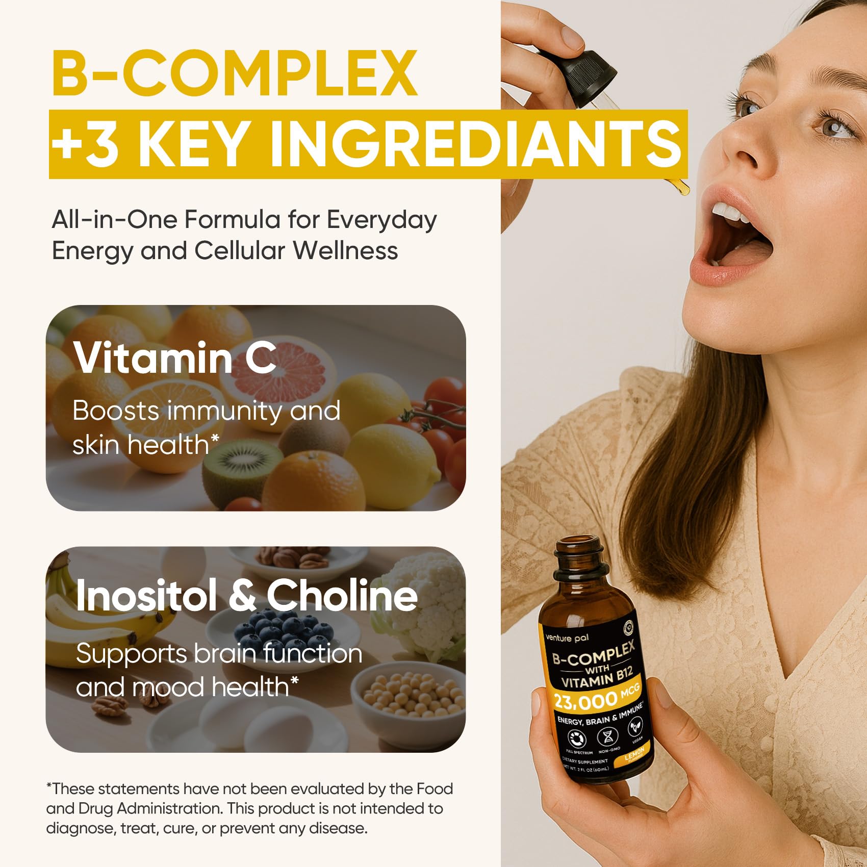 Gouttes Venture Pal Vitamine C soutien immunitaire et antioxydant.