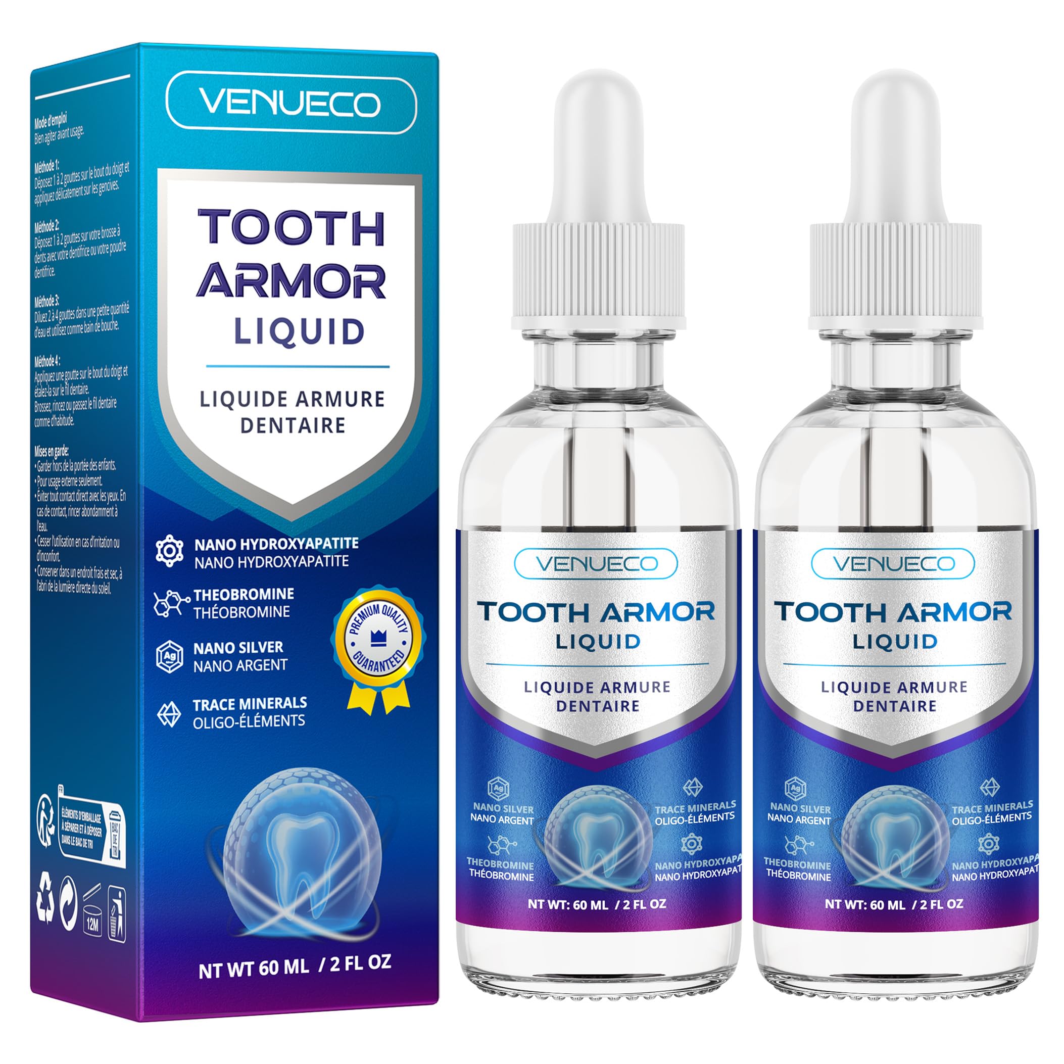 VENUECO Armure Dentaire, flacon élégant pour une routine quotidienne d'hygiène buccale