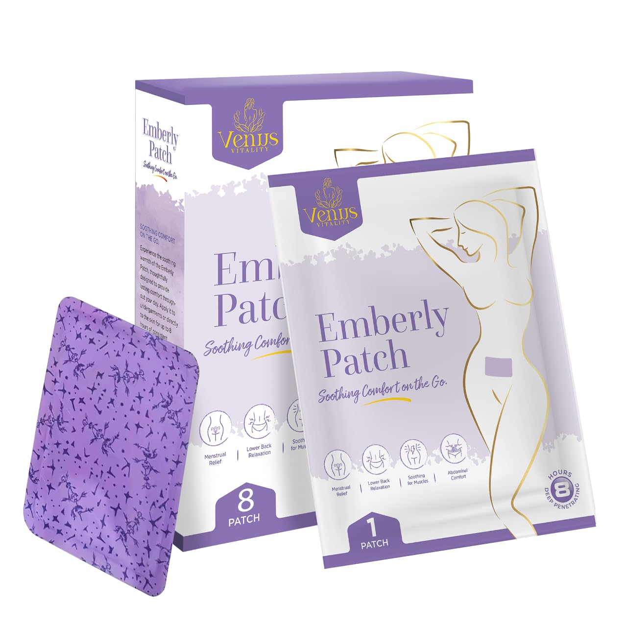 Patch Emberly de Venus Vitality – chaleur rapide pour soulager les crampes menstruelles.