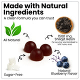 Gommes bleues Shilajit Veralinda Naturals à saveur myrtille naturelle