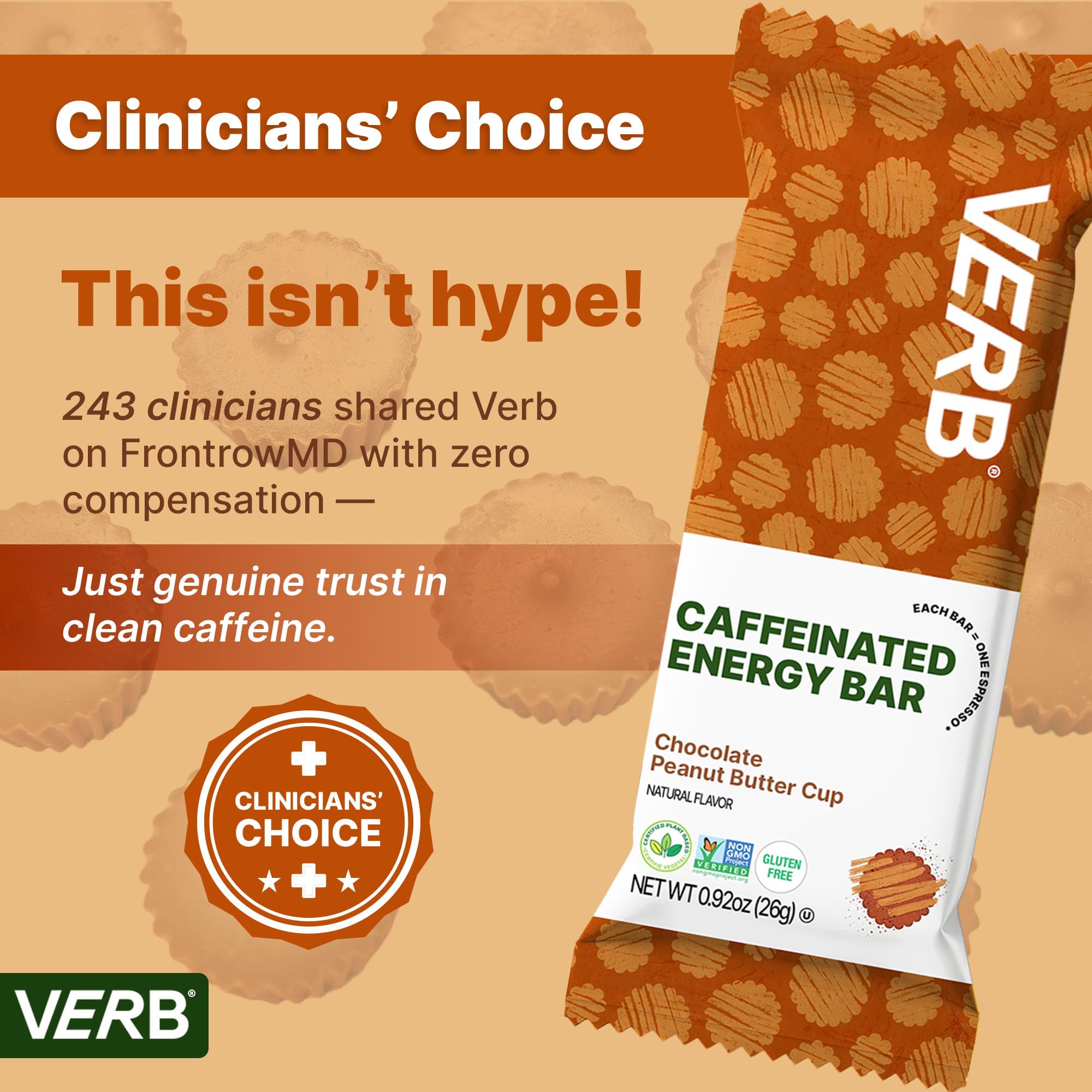 Caféine issue du thé vert biologique, Verb Barre Énergétique pour concentration durable.