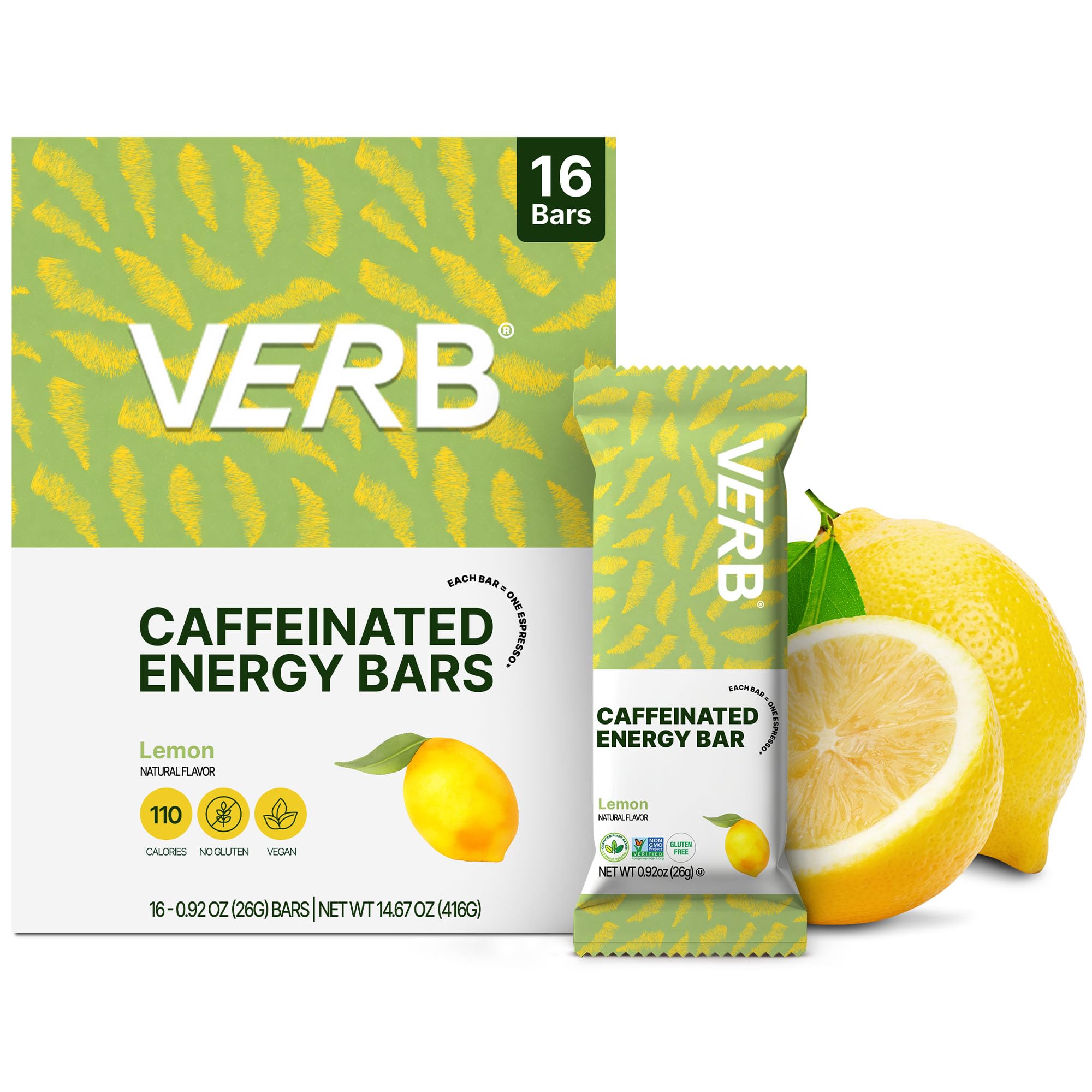 Verb Barre Énergie Citron emballage, choix pratique pour énergie durable en déplacement.
