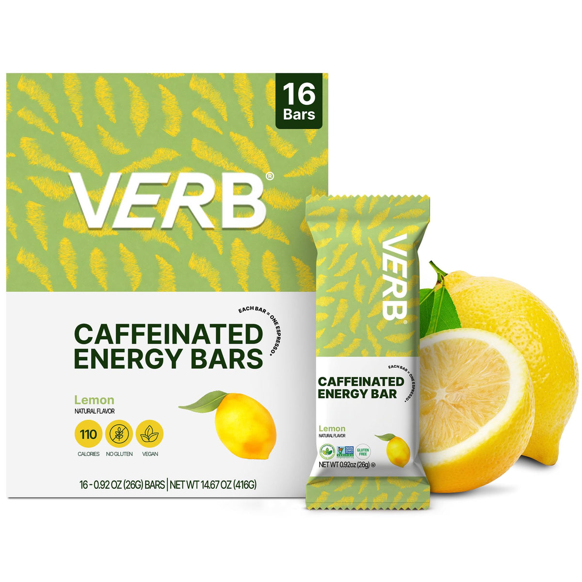 Verb Barre Énergie Citron emballage, choix pratique pour énergie durable en déplacement.