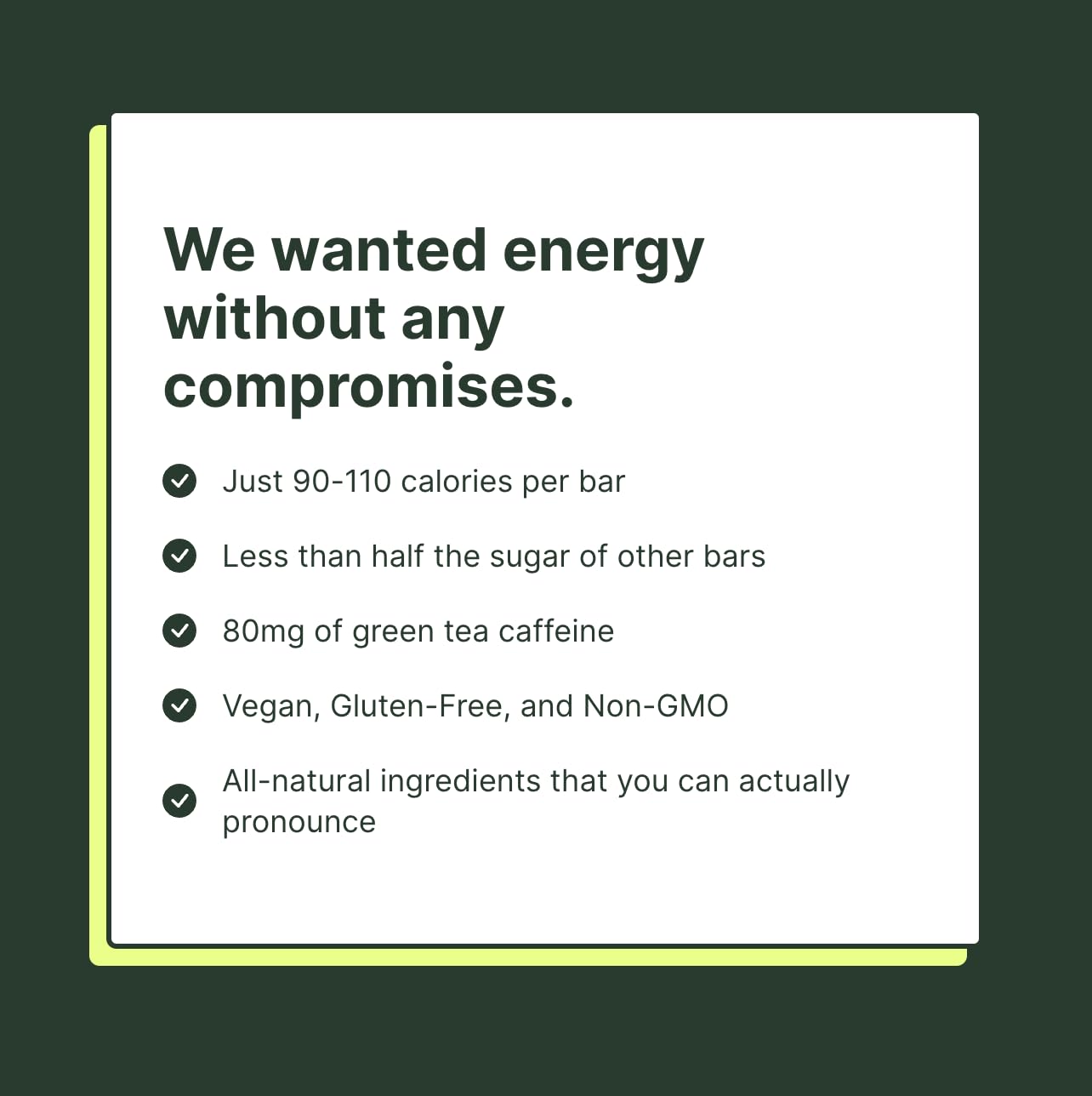 Verb Energy Bar — caféine issue du thé vert bio, énergie claire et stabilisée.
