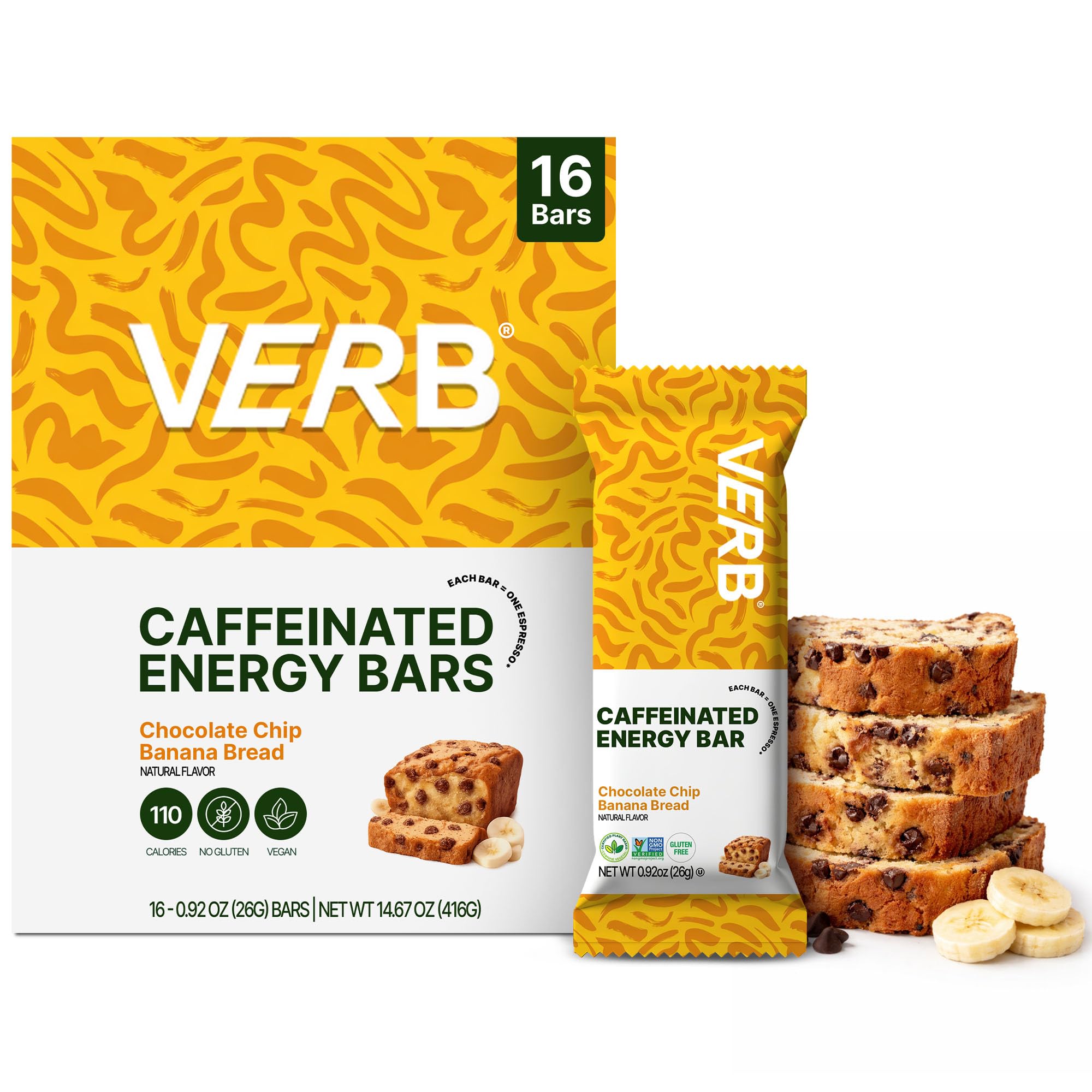 Barre Verb Énergétique chocolat banane prête à l’emploi, snack pratique pour le matin.
