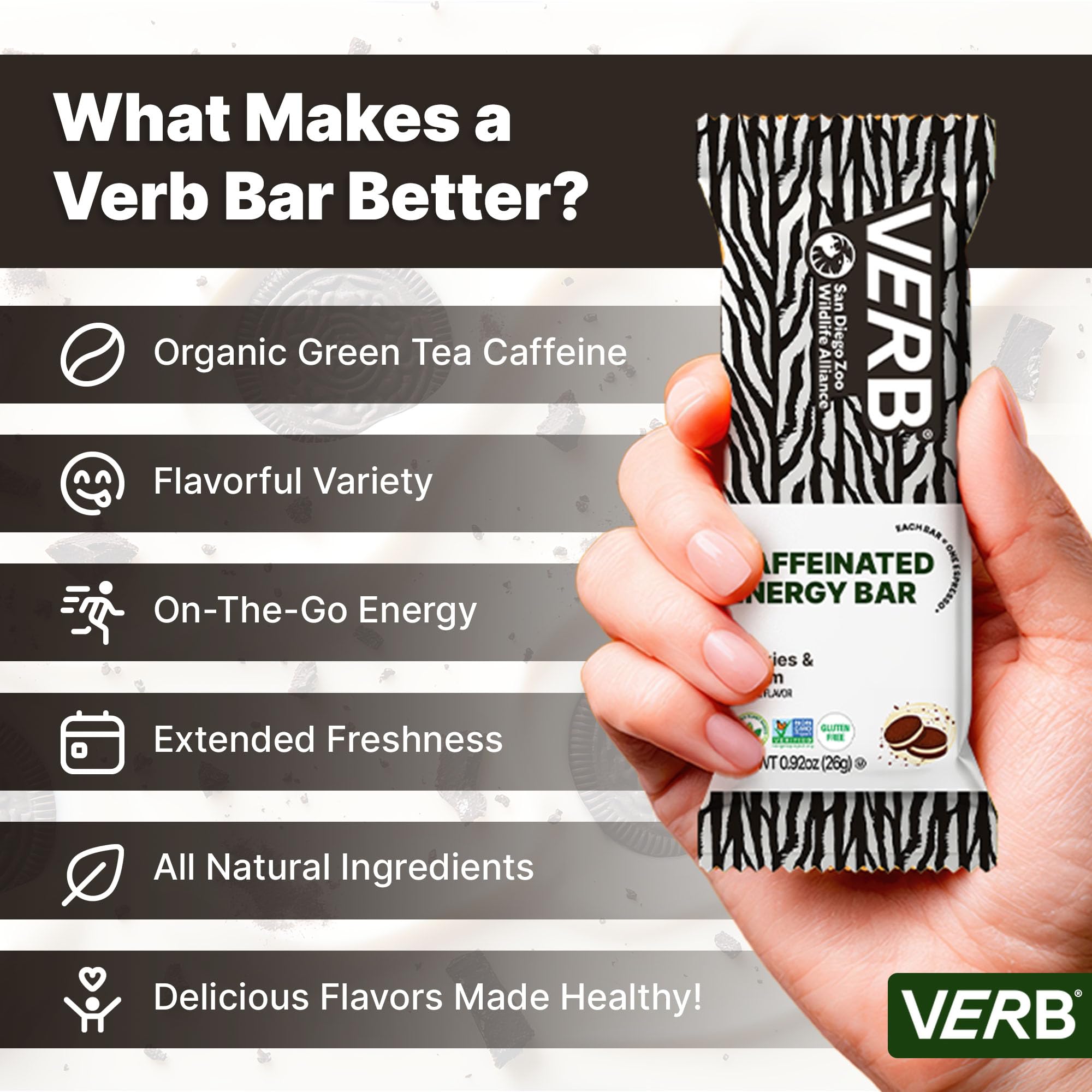 Verb Barres Énergétiques Cookies et Creme – petit-déjeuner rapide et sain.