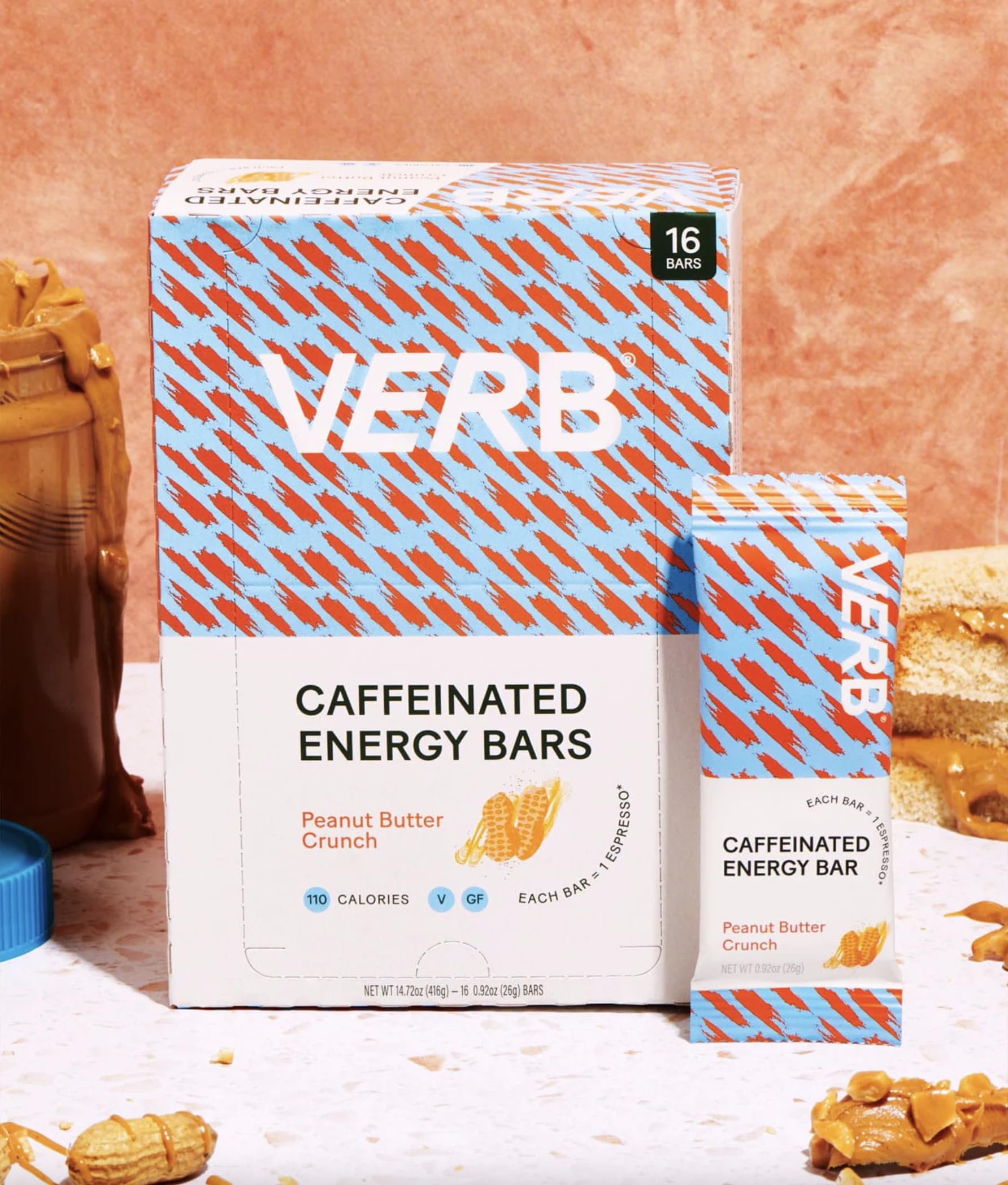 Verb Caffeinated Energy Bar en mouvement: parfait snack rapide pour trajet et entraînement.