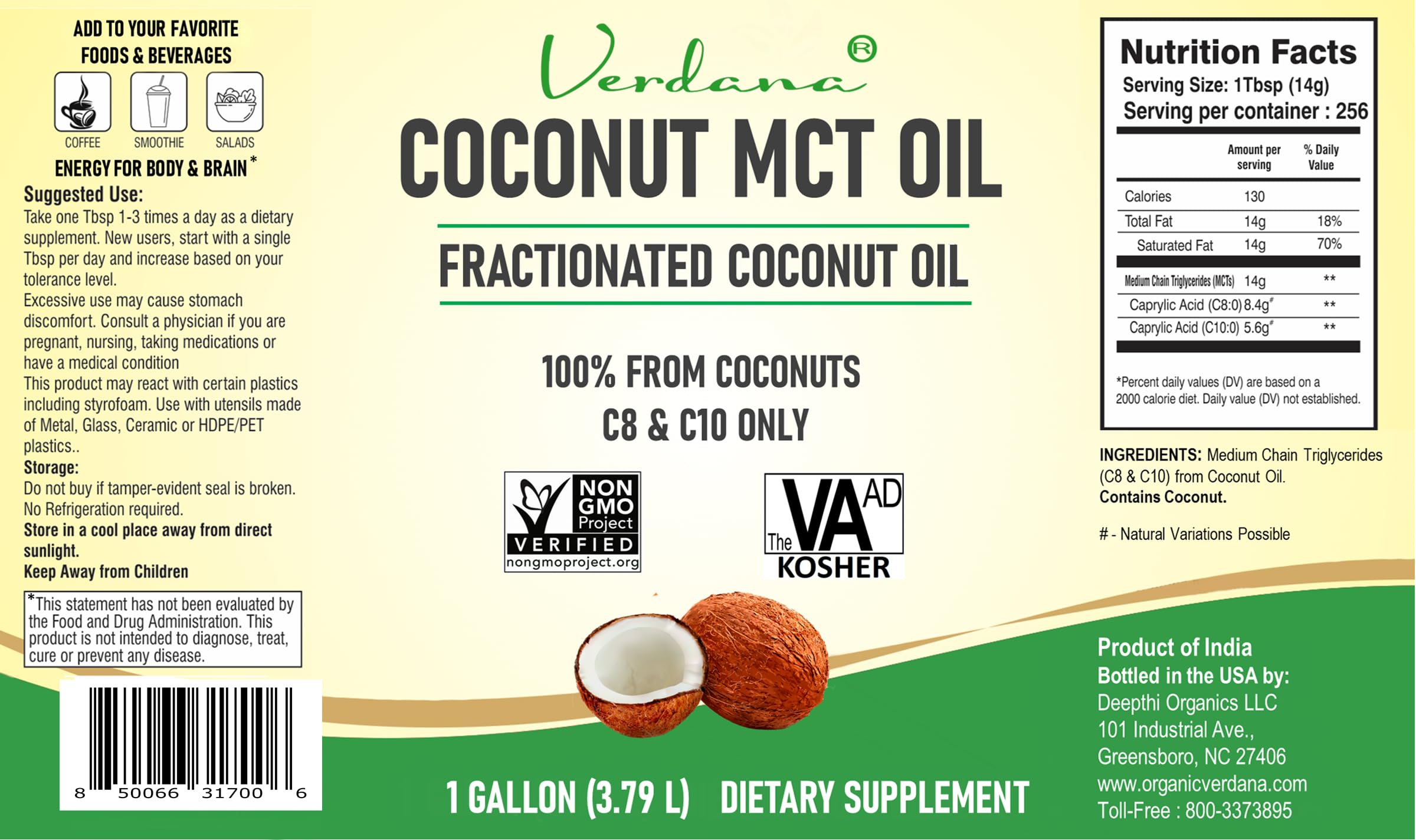 Verdana Huile MCT Coco – rinçage buccal sans alcool, bouche fraîche.