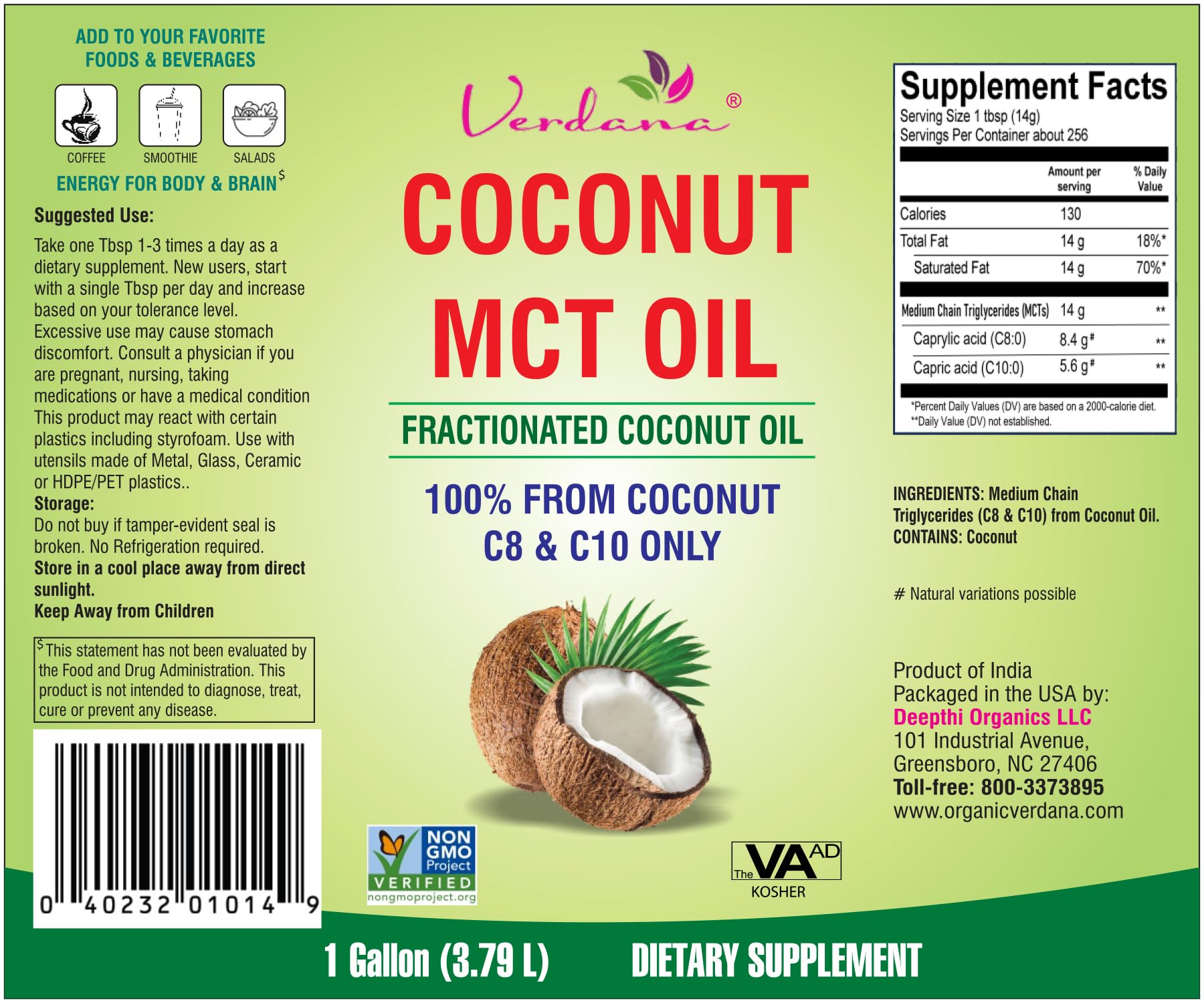 Verdana MCT Oil – emballage alimentaire scellé, conservation sûre et durable.