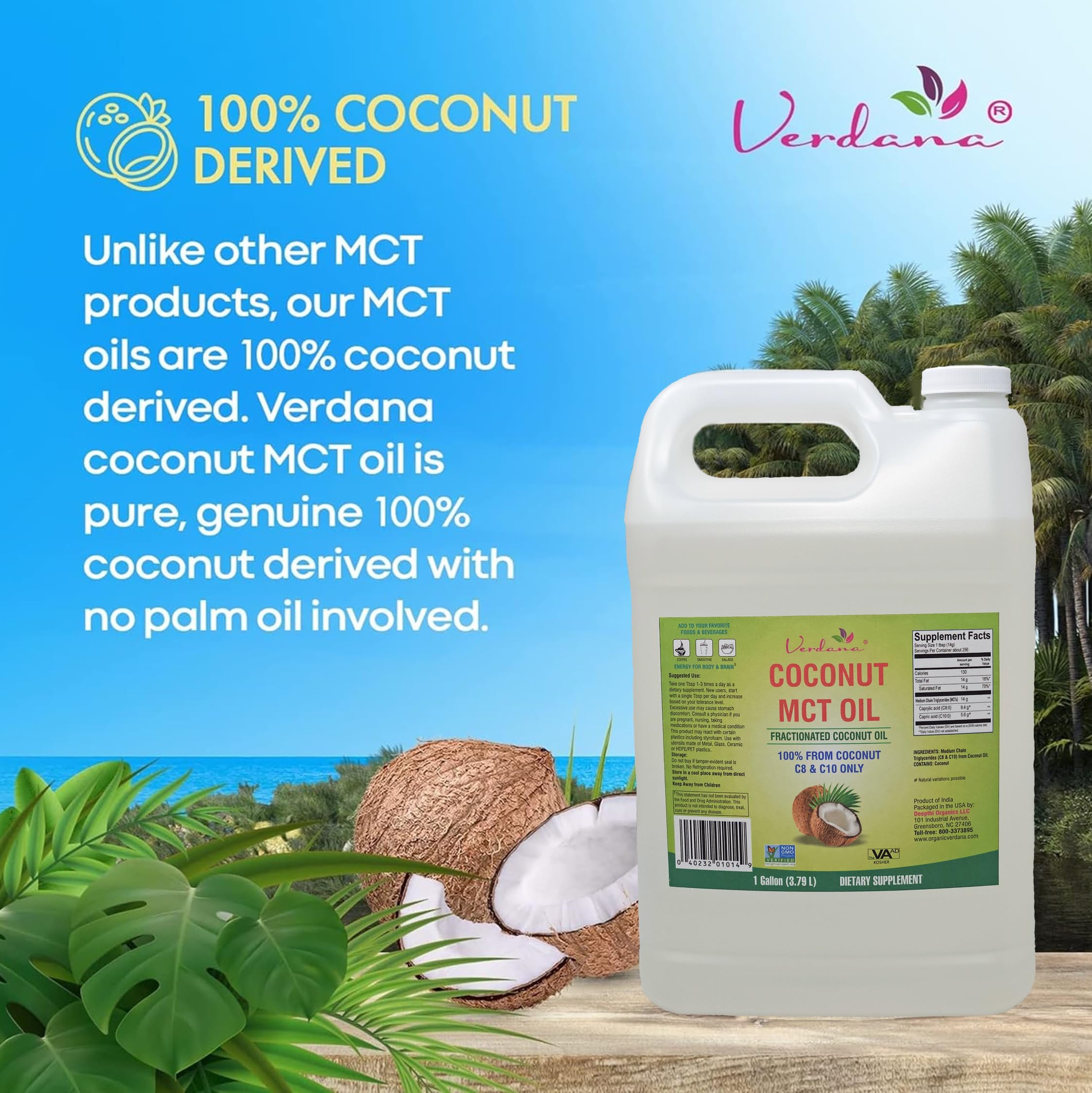 Verdana MCT Oil – utilisation en smoothies et plats, goût neutre.