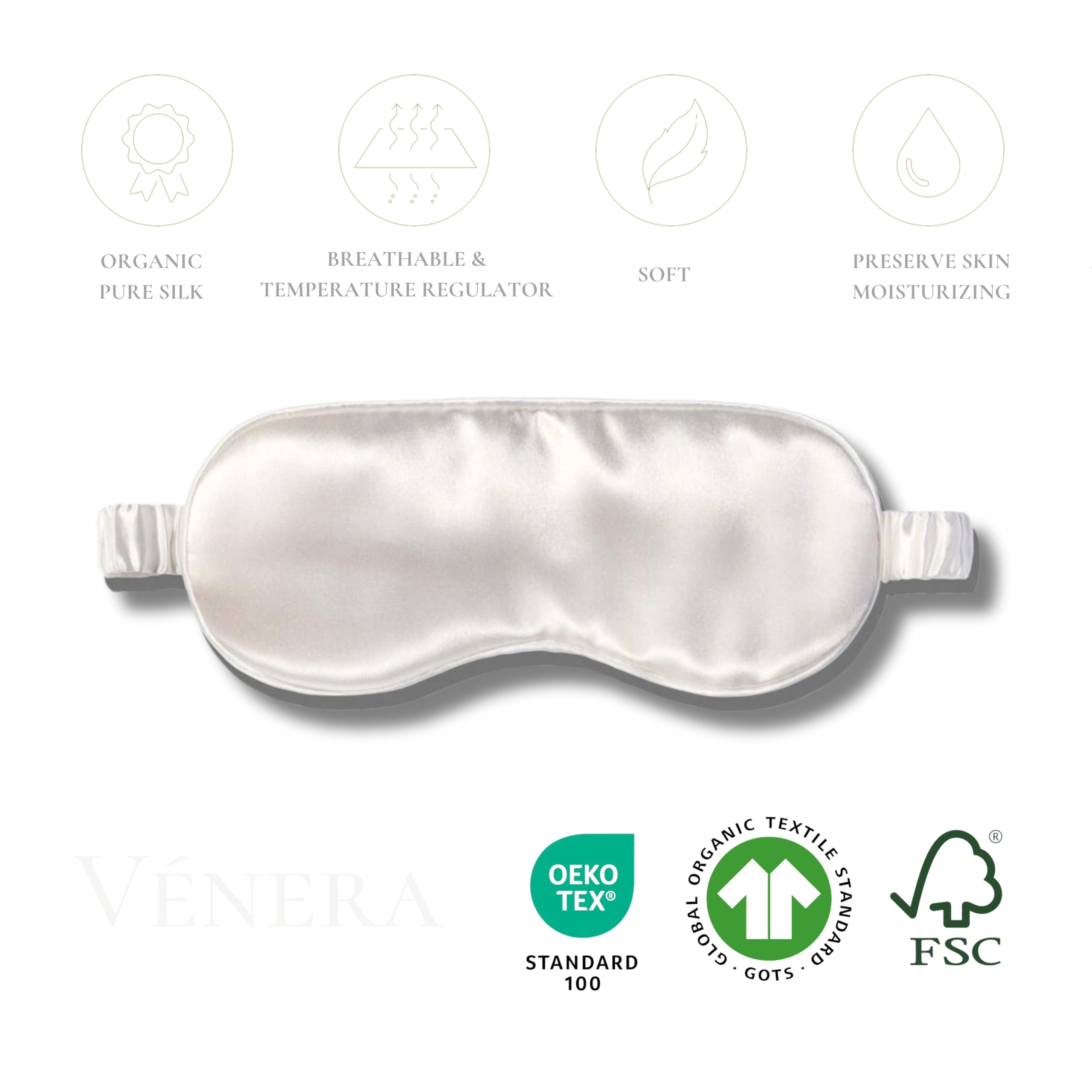 Verena texture soie 22momme, surface lisse pour la peau.