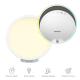 Verilux HappyLight Halo en déplacement, éclairage sans fil et plein spectre.