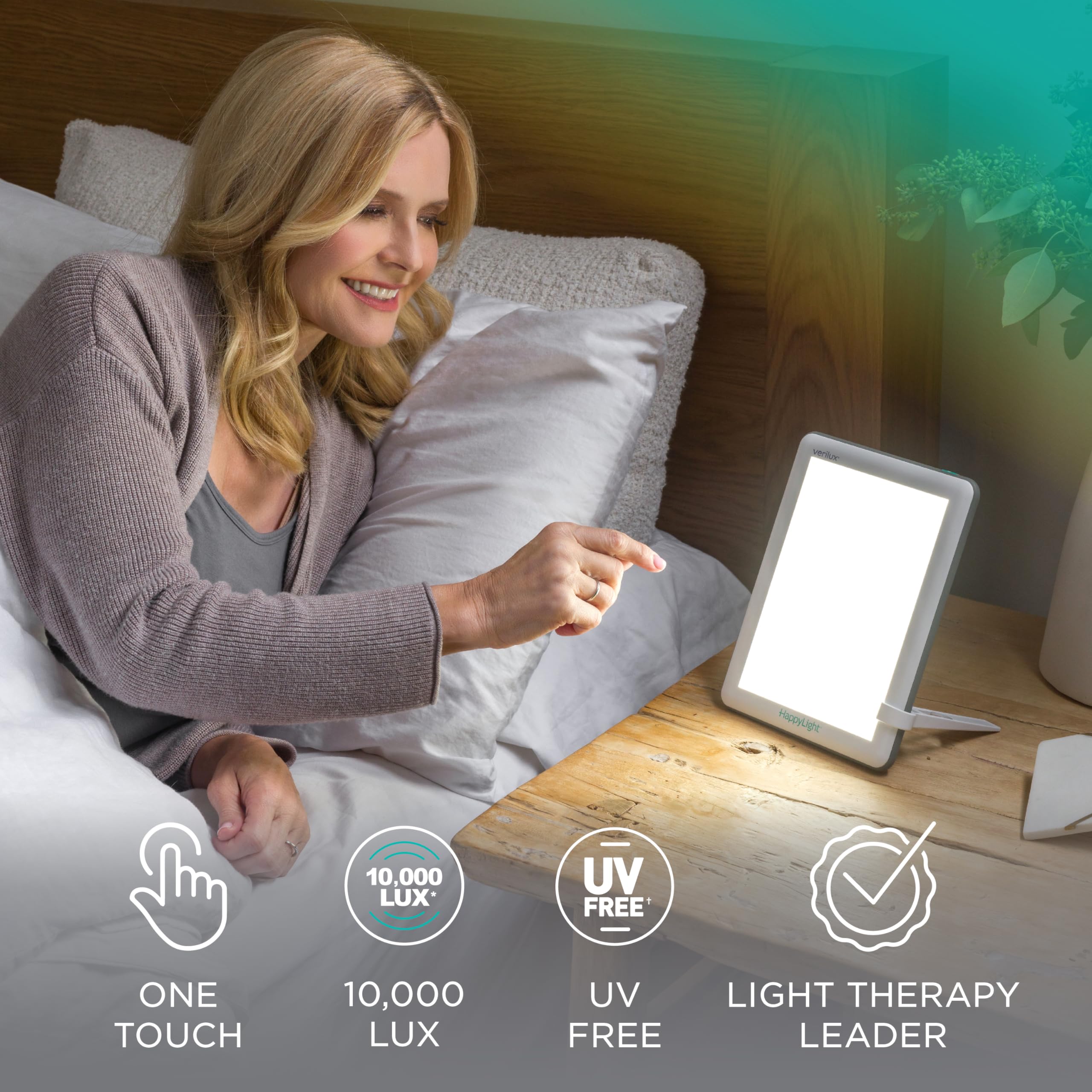 Verilux HappyLight Lucent – bouton on/off simple pour une utilisation en une seule action.