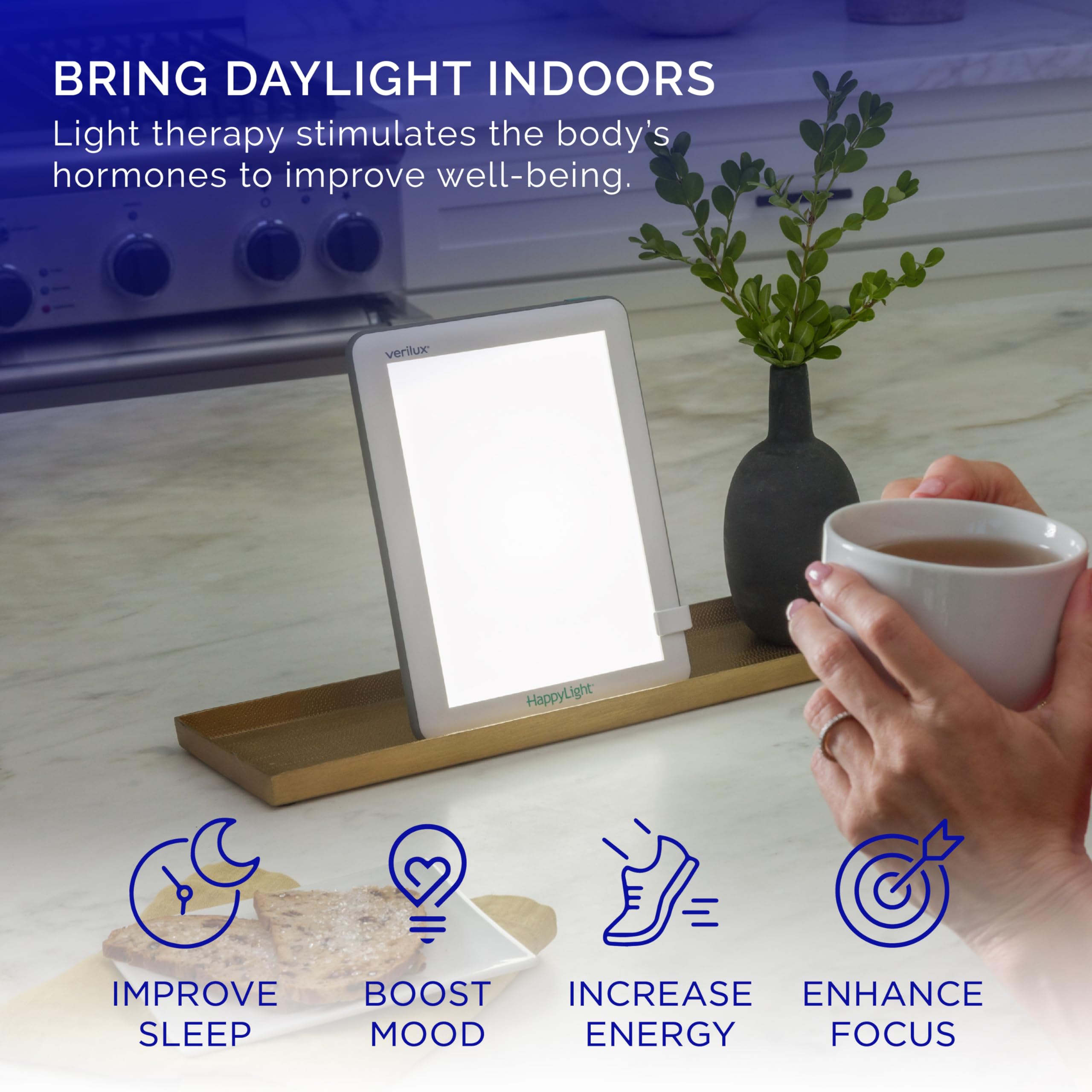 Verilux HappyLight Lucent – lumière LED blanche sans UV pour un éveil en douceur.