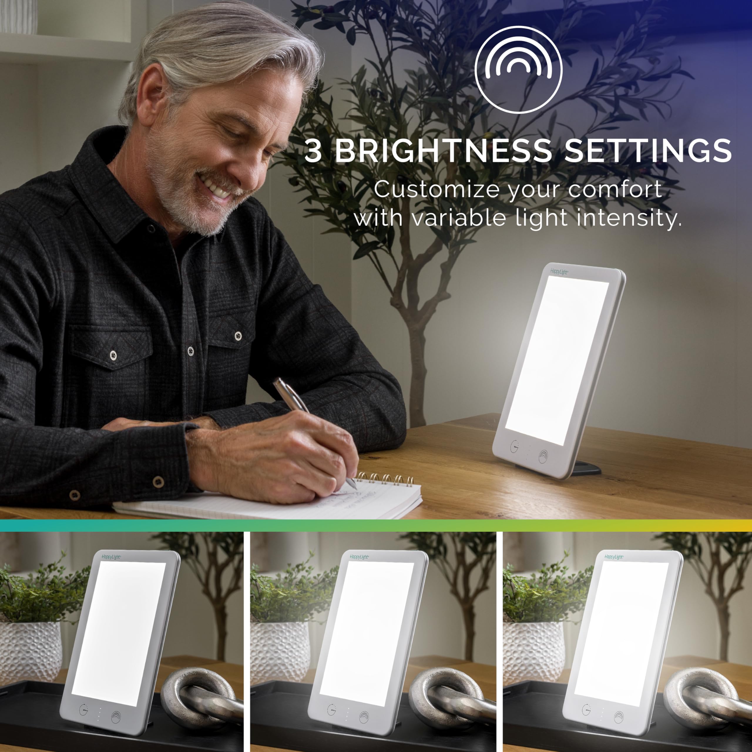 Verilux HappyLight Lumi Plus minuteur et socle détachable facilitant les sessions