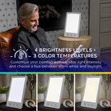 Verilux HappyLight Luxe, commande-brillance facile pour personnaliser l'éclairage.
