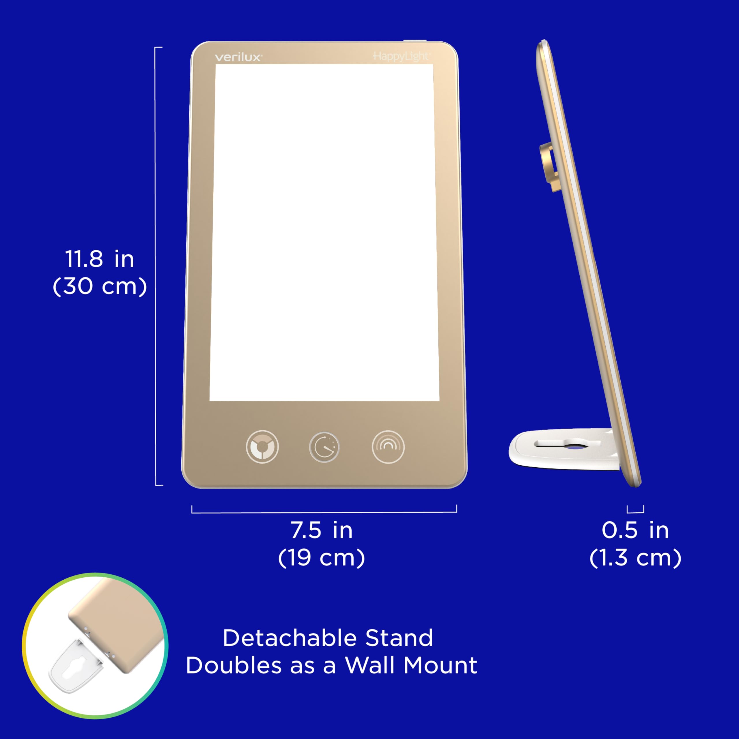 Verilux HappyLight Luxe design ultrafin et portable pour usage à domicile ou en déplacement.