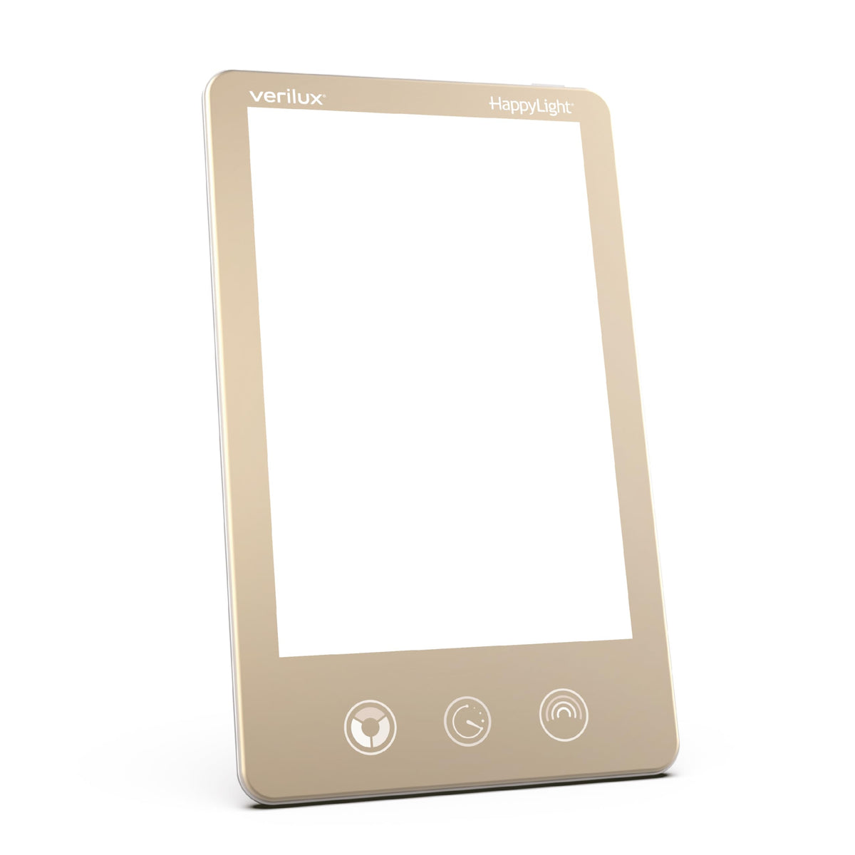 Verilux HappyLight Luxe sur bureau, lampe thérapeutique lumineuse pour énergie quotidienne.