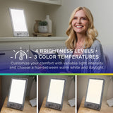 Verilux HappyLight Luxe : minuterie programmable pour routines lumineuses fiables.