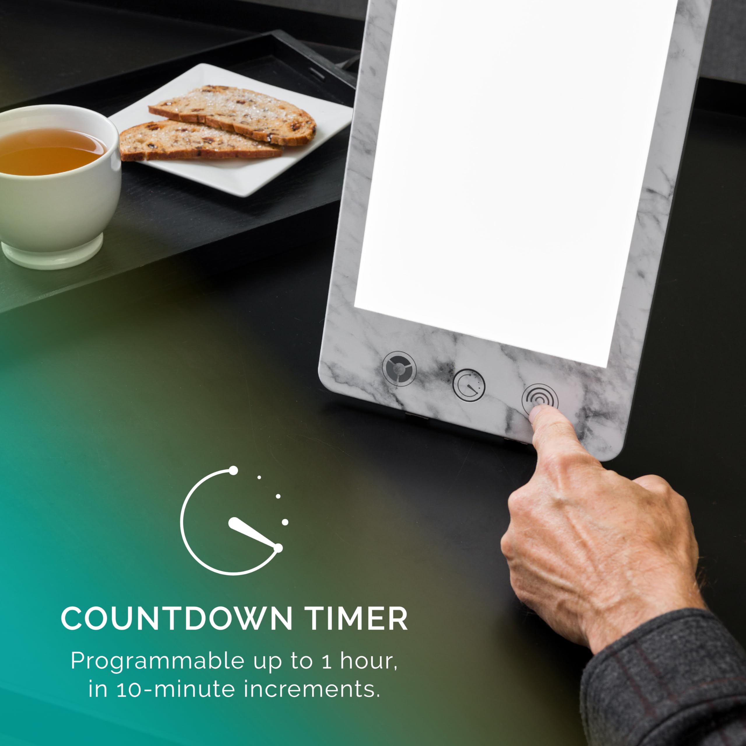 Verilux HappyLight Luxe : support démontable et montage mural pour flexibilité d’installation.