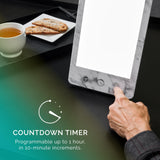 Verilux HappyLight Luxe : support démontable et montage mural pour flexibilité d’installation.
