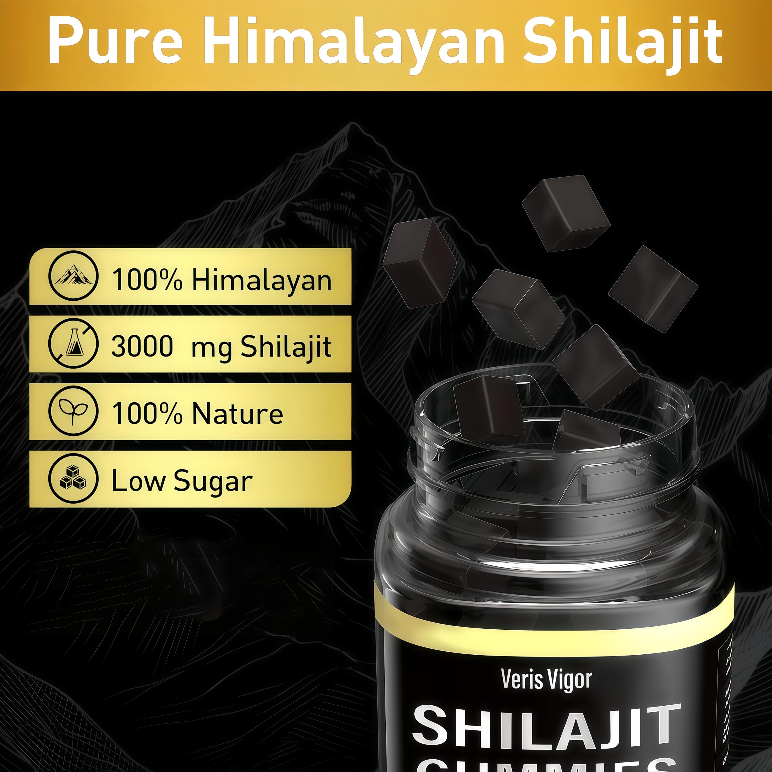 Gomme Shilajit Veris Vigor en bouche, texture agréable et concentration facilitée.