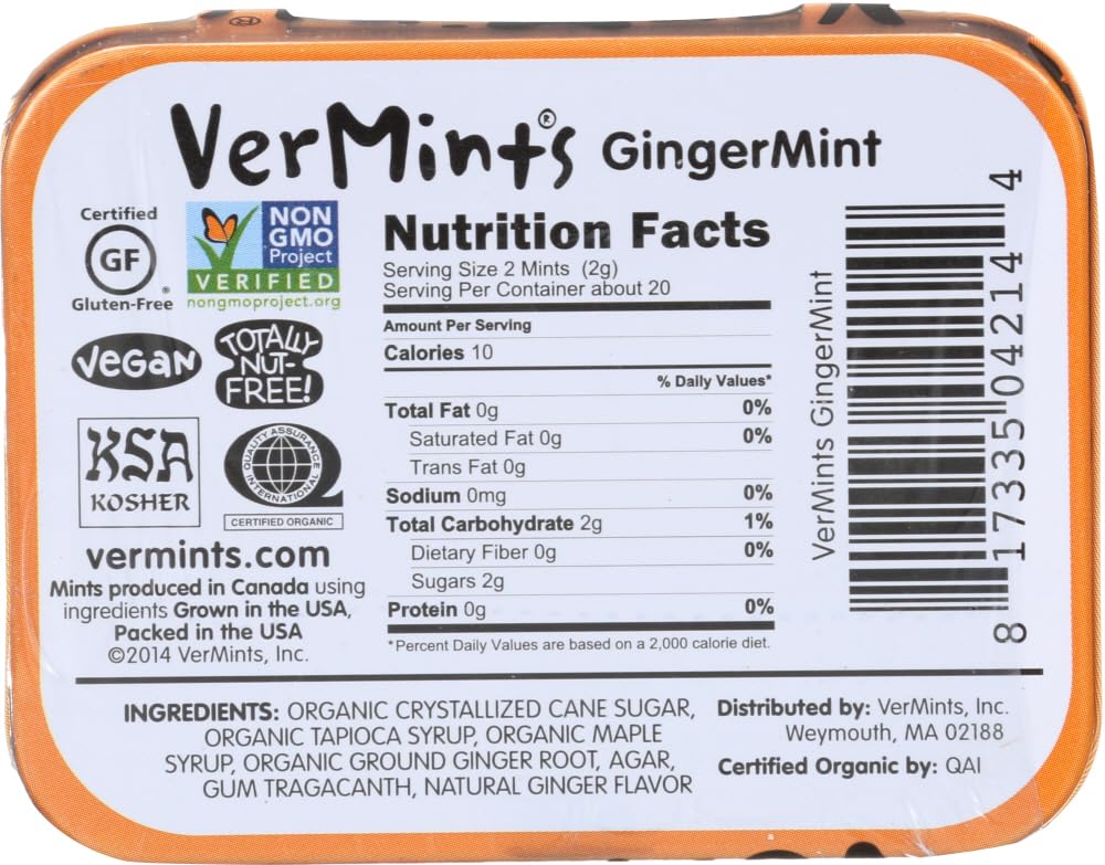 Bonbons Vermints GingerMint à saveur gingembre et menthe rafraîchissent l'haleine.