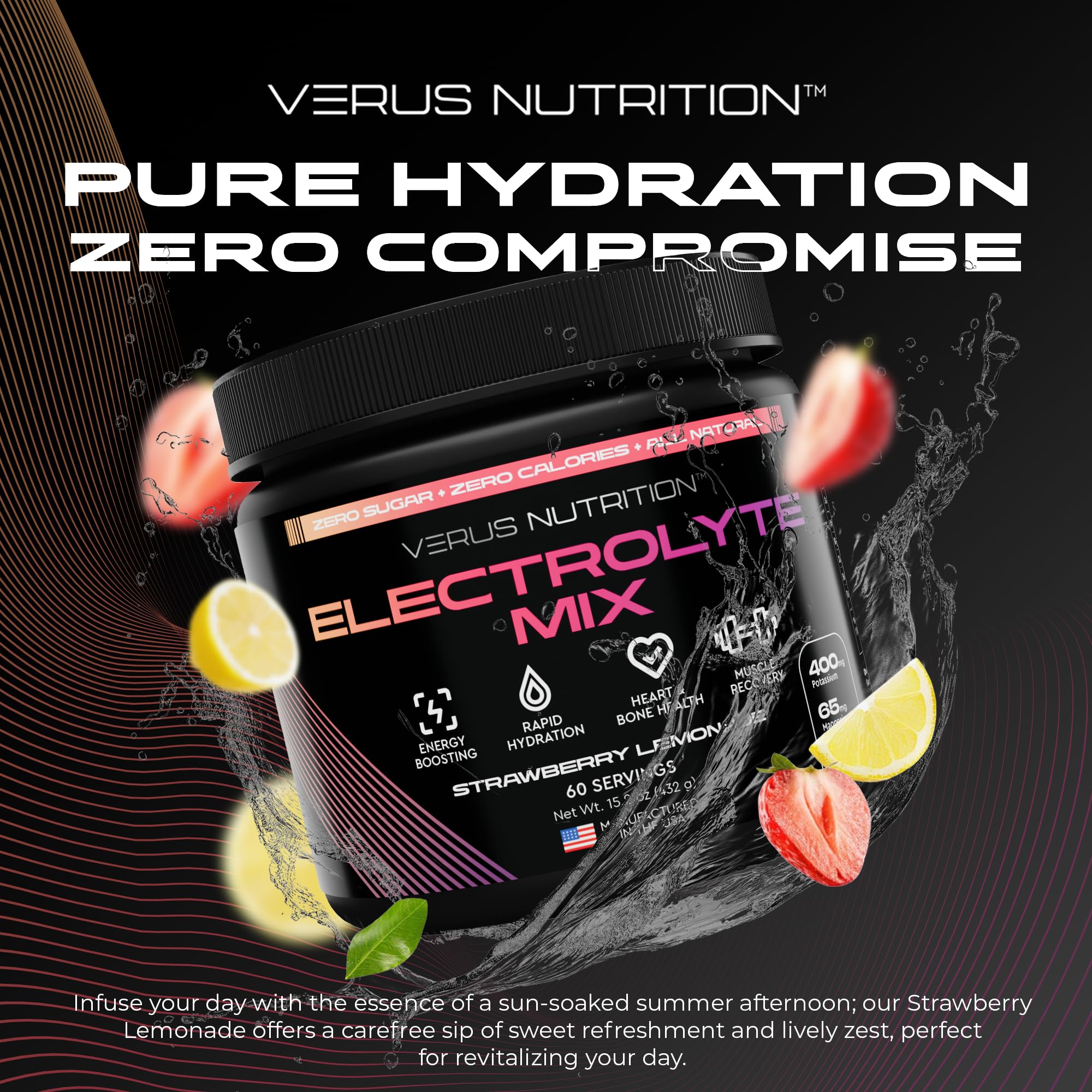 VERUS NUTRITION Electrolytes: doseur prêt à mesurer pour dilution facile