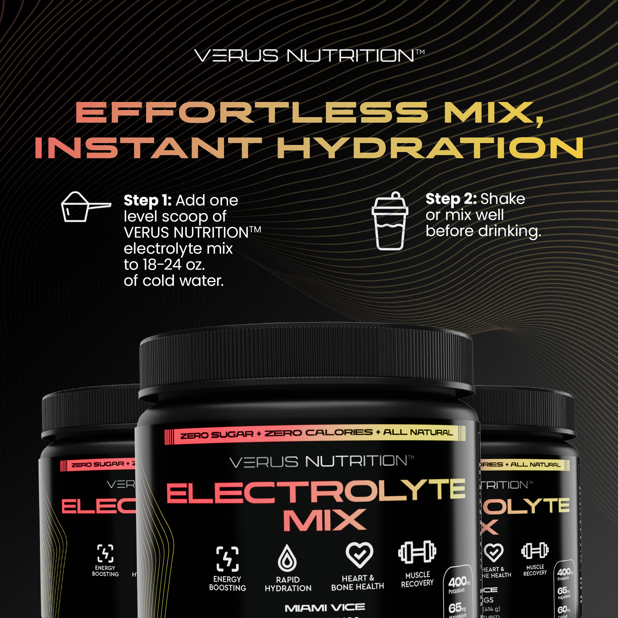 VERUS NUTRITION Electrolytes Poudre, 60 portions dans une bouteille compatible avec la vie mobile.