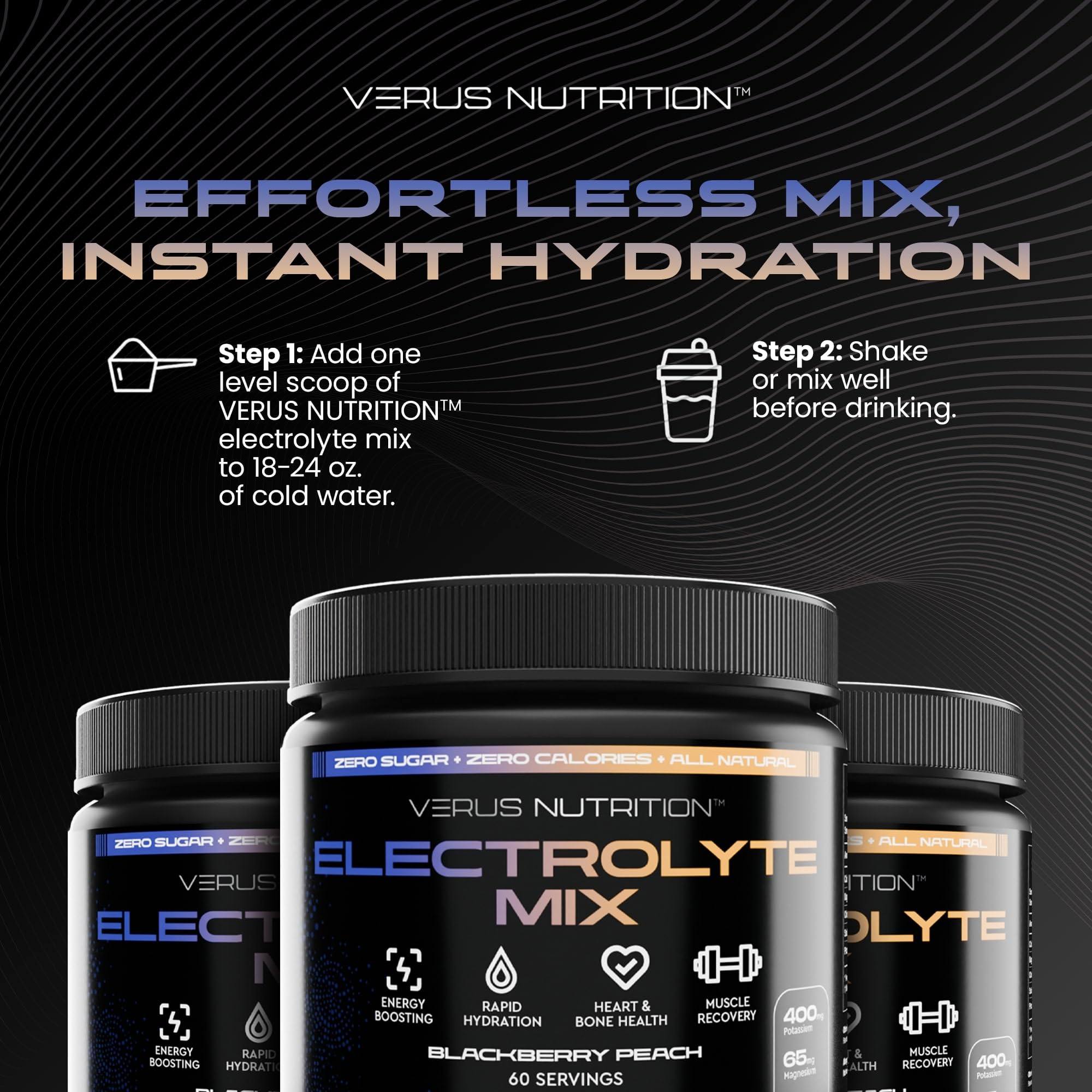 VERUS NUTRITION Électrolytes en poudre, ingrédients naturels pour hydrater sans sucre.