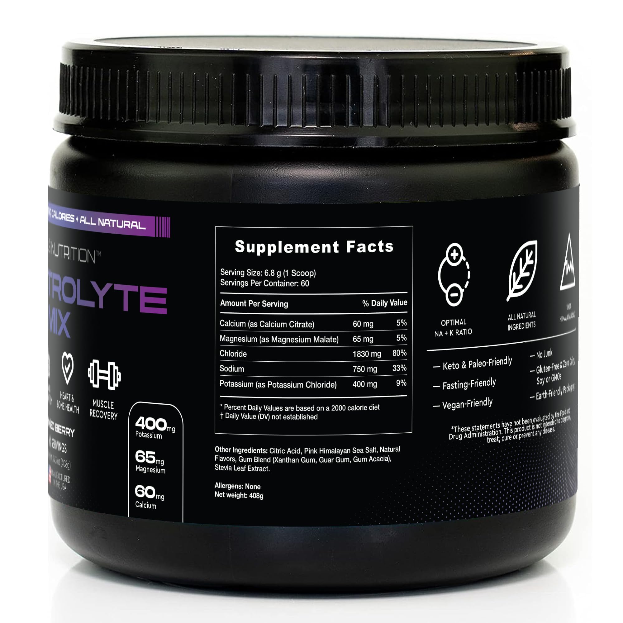 VERUS NUTRITION Poudre zéro-calorie idéale pour jeûne et végan.