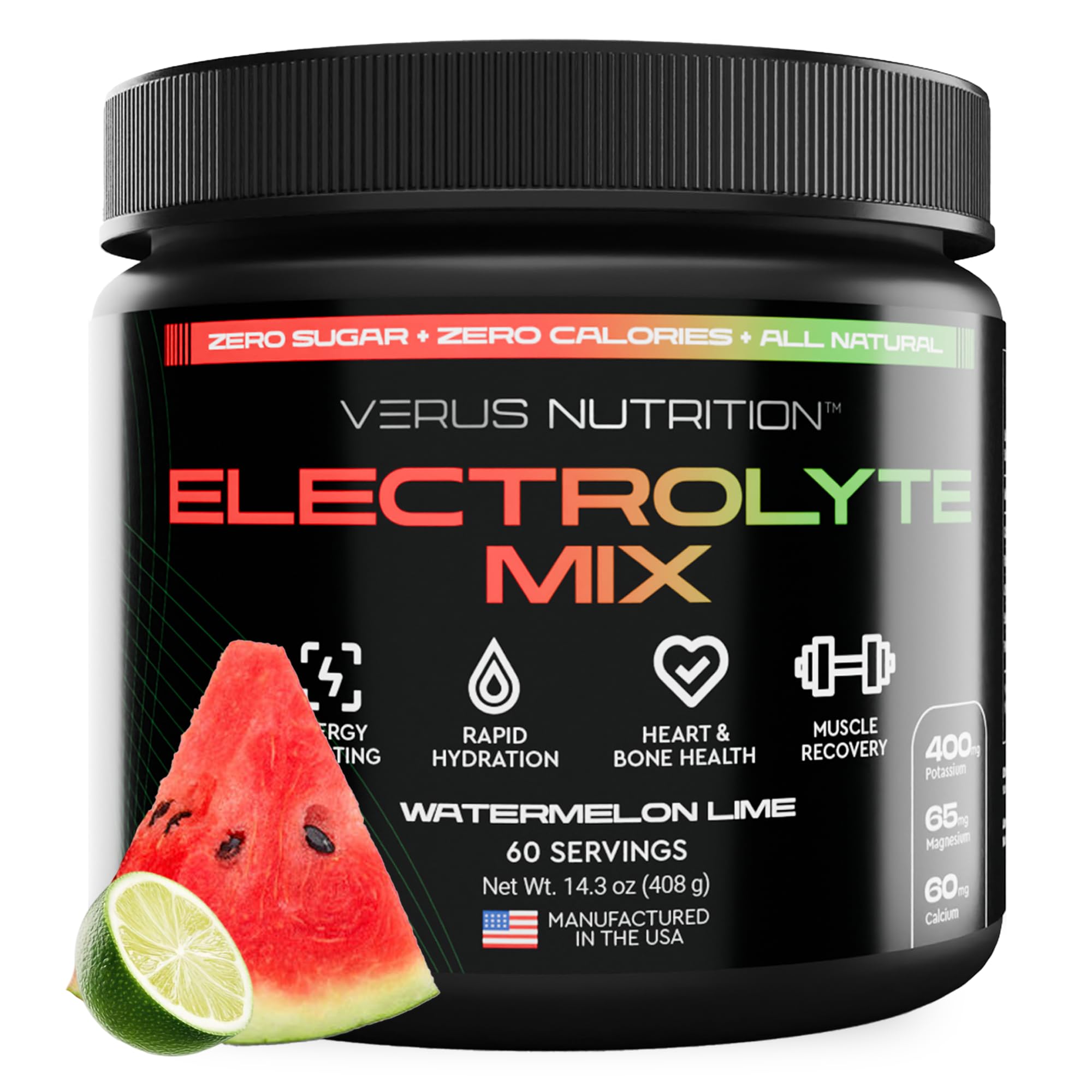 VERUS NUTRITION poudre électrolytes sans sucre, hydratation légère adaptée au fasting