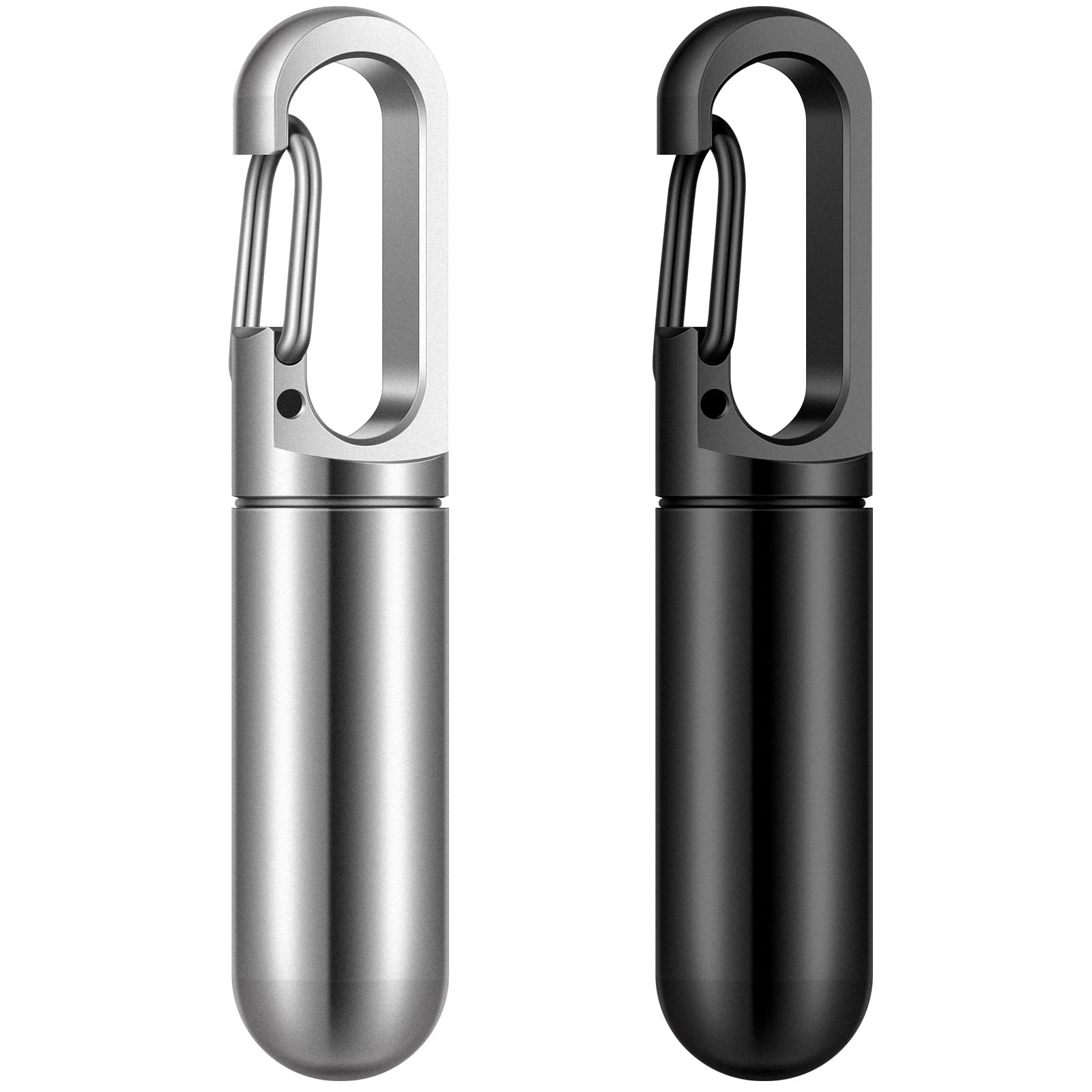 Porte-clés Vesici noir, étui pilules compact pour déplacements quotidiens.