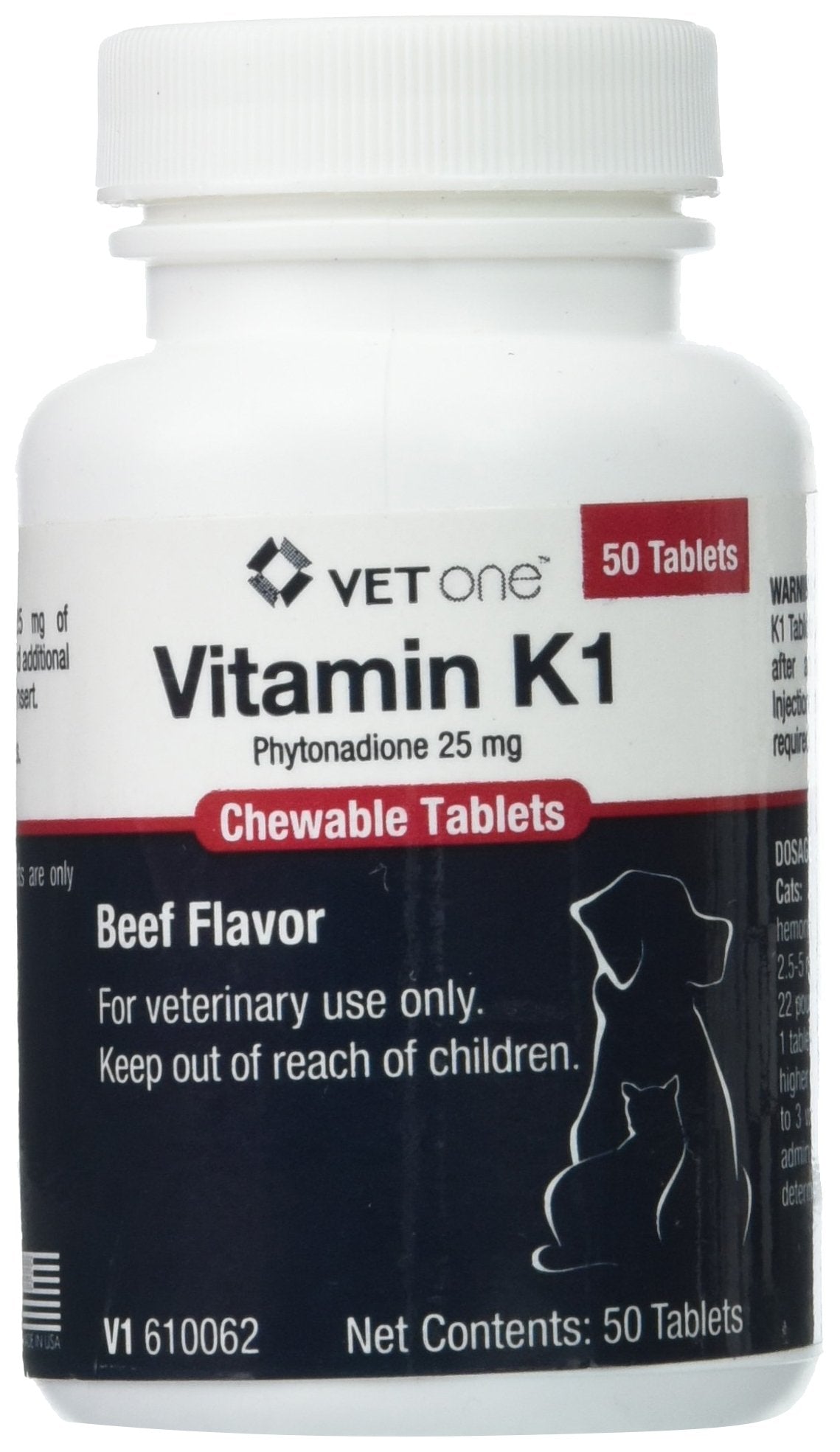 Bouteille Vet One vitamine K1 gout boeuf, soutien possible chiens et chats.