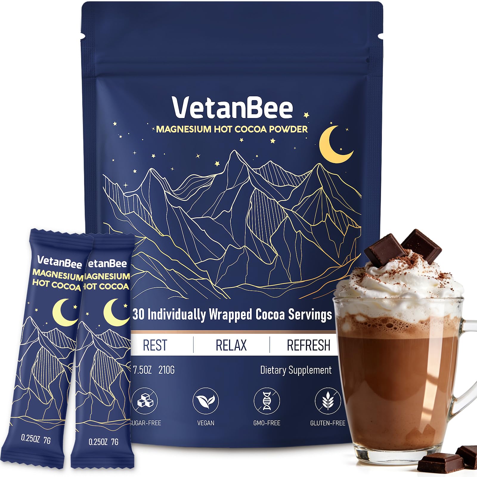 VetanBee Chocolat Chaud Sommeil Magnésium: détente avant nuit.