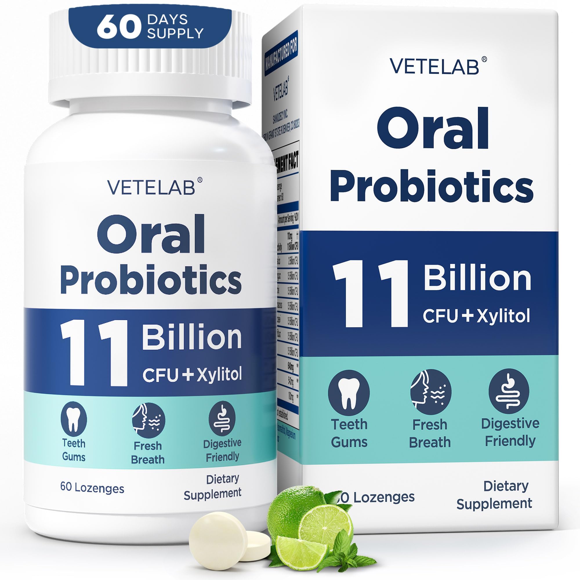 VeteLab – emballage pratique des pastilles probiotiques pour usage quotidien.