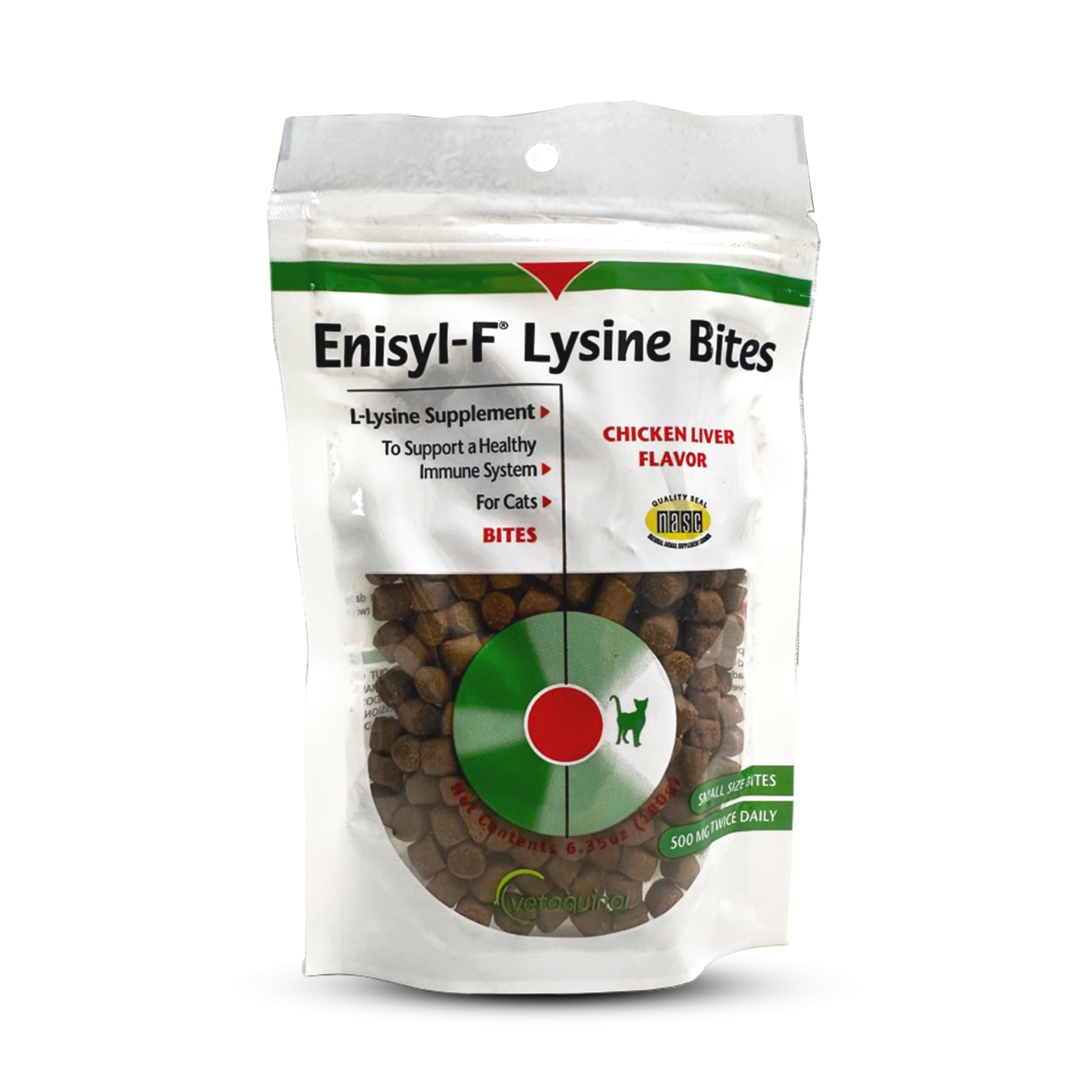 Vetoquinol Enisyl-F Lysine Bites emballage ferme, pratique à emporter.