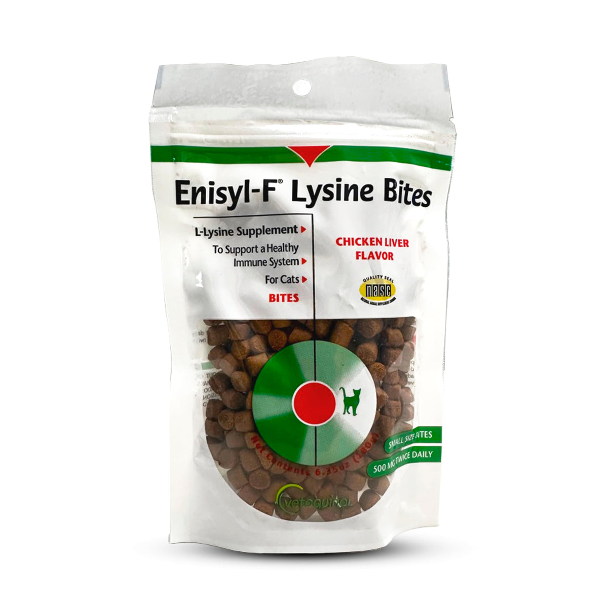 Vetoquinol Enisyl-F Lysine Bites emballage ferme, pratique à emporter.
