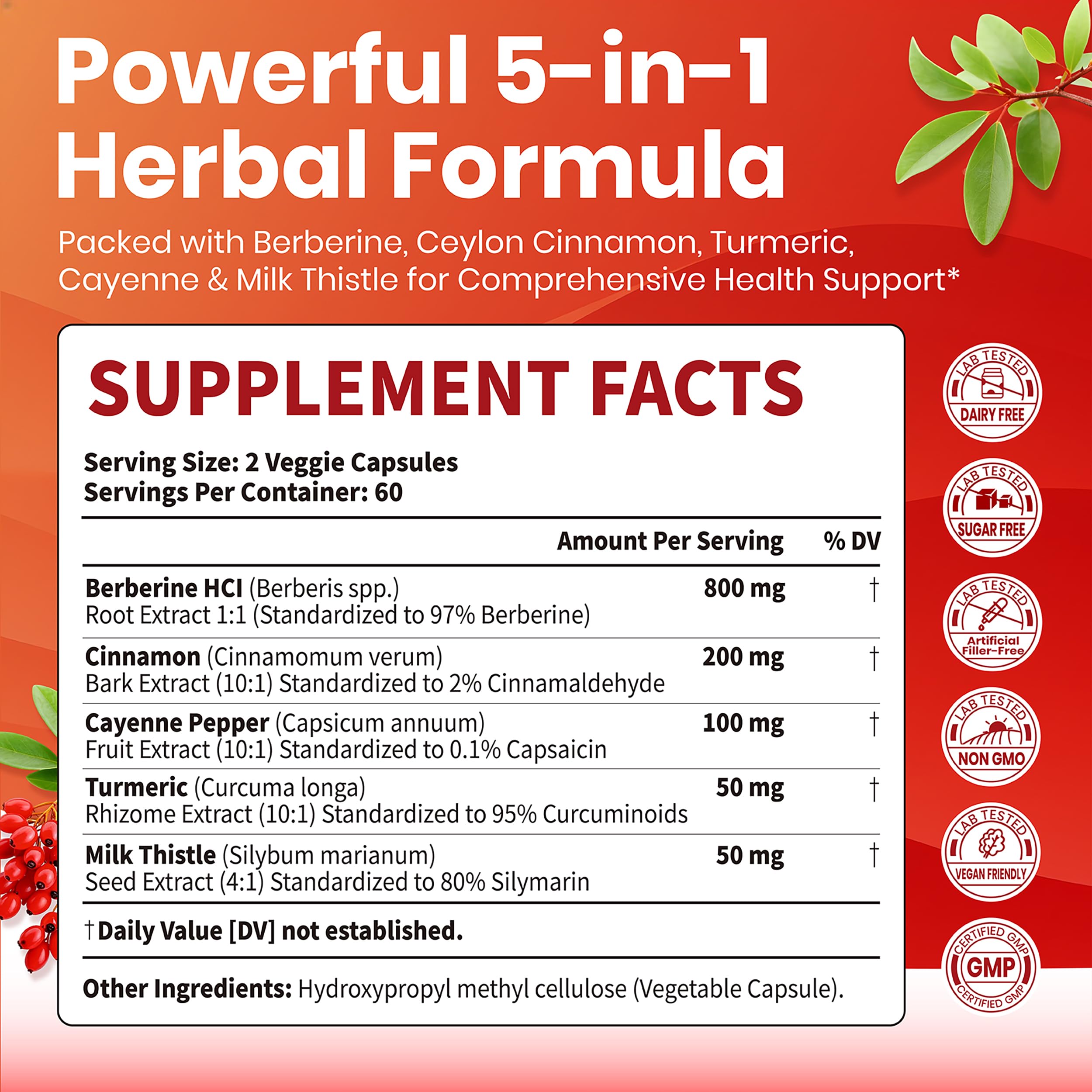 Capsules VEV Berberine dans la main, ingestion facile.