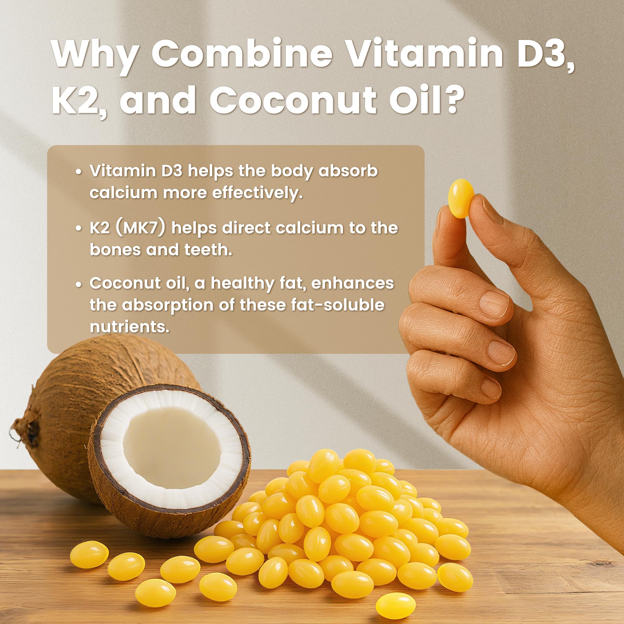VEV Corefeel formulé 2-en-1: vitamine D3 et K2, simple et fiable au quotidien.